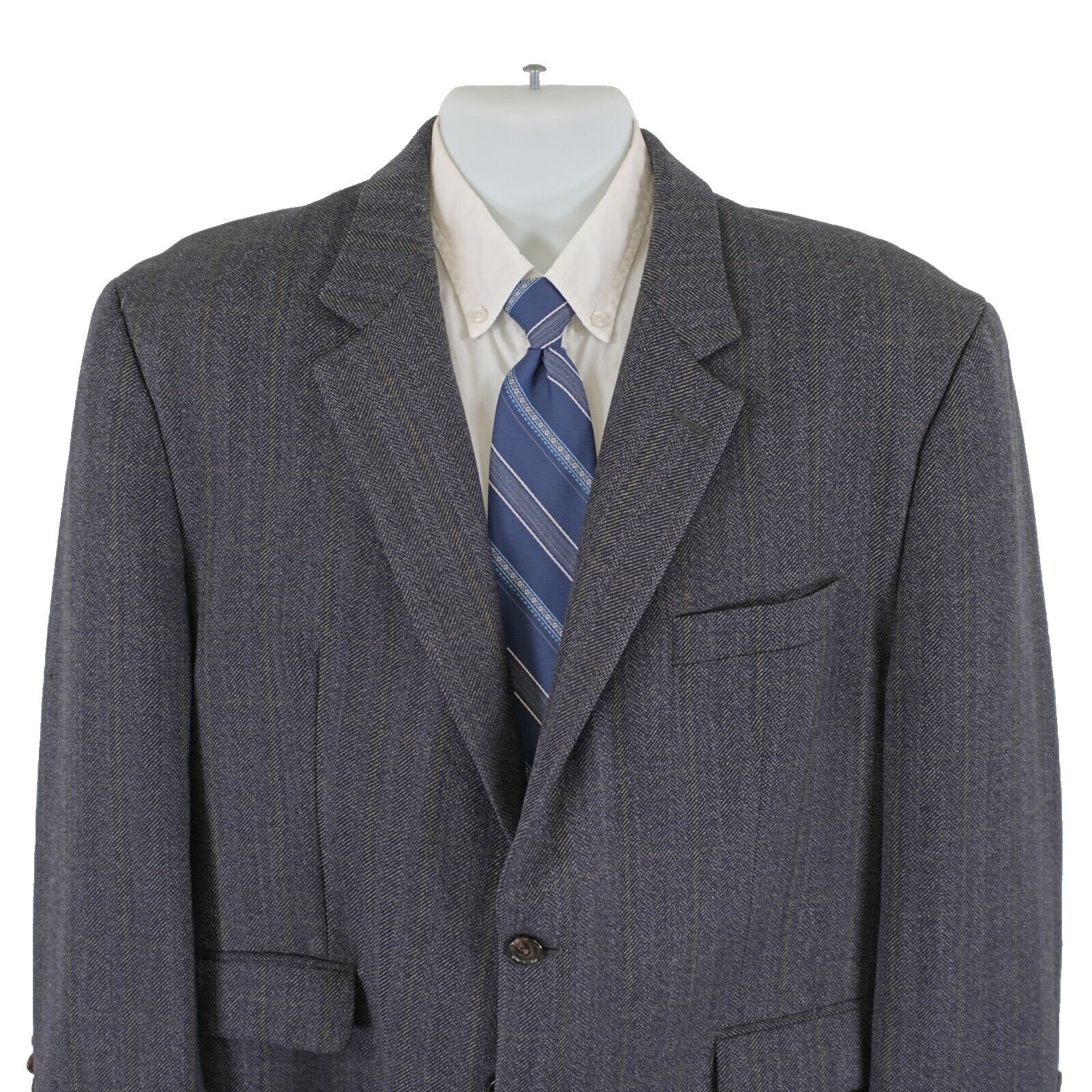 Lauren Ralph Lauren Lauren Ralph Lauren Tweed Wool Blue Gray Herringbone W/ Yell Size 44S - 1 Thumbnail