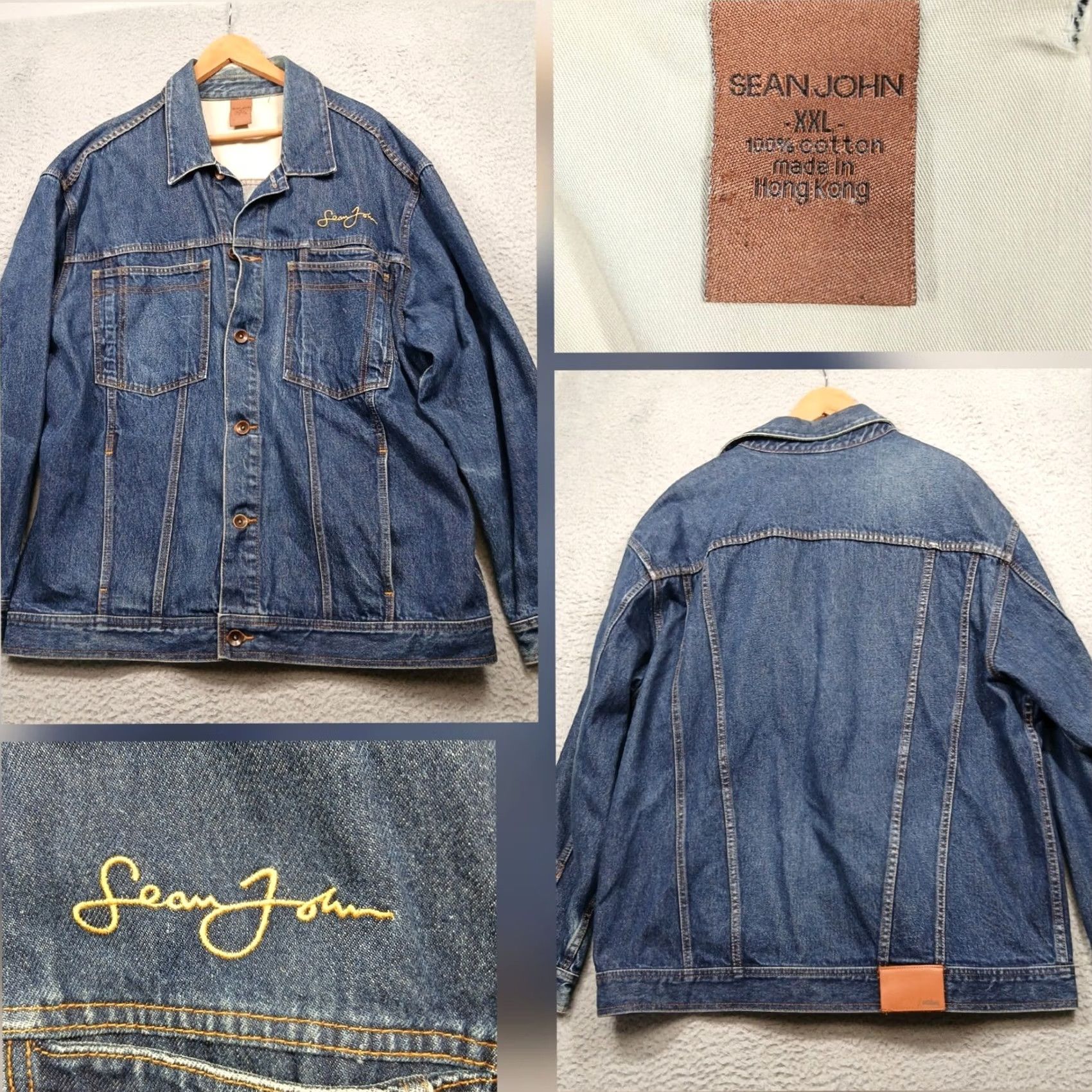 Sean John Sean John Denim Jacket Men's XXL Blue Jean Trucker Embroidered Made in Hong Kong Size US 39 - 2 Thumbnail