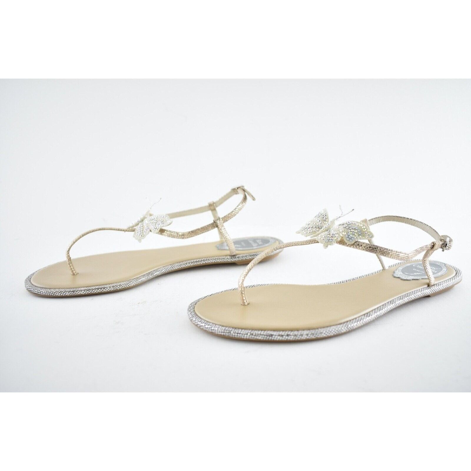 Rene Caovilla Rene Caovilla Blush Lizard Butterfly Strass Flat Thong Ankle Size US 8.5 / IT 38.5 - 10 Thumbnail