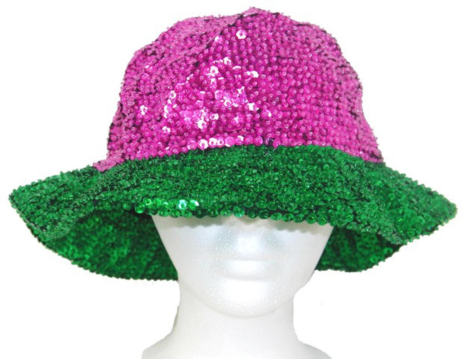 Designer Sequin Flipper Hat Fushia w/Emerald Green Size ONE SIZE - 1 Preview