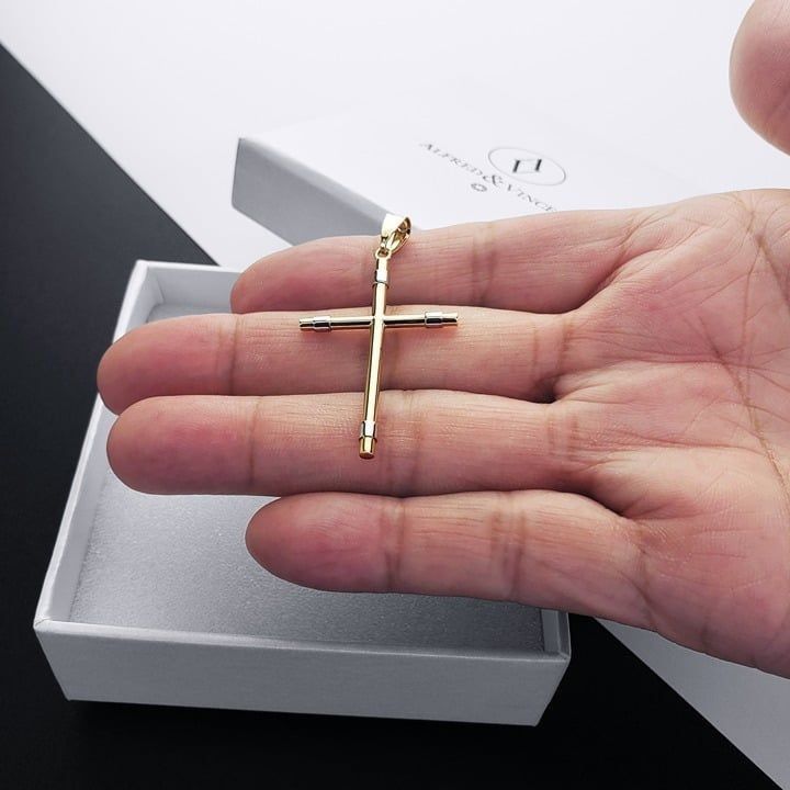 Other Latin Crucifix Cross 2tone 14k Yellow & White Gold Pendant Size ONE SIZE - 2 Thumbnail