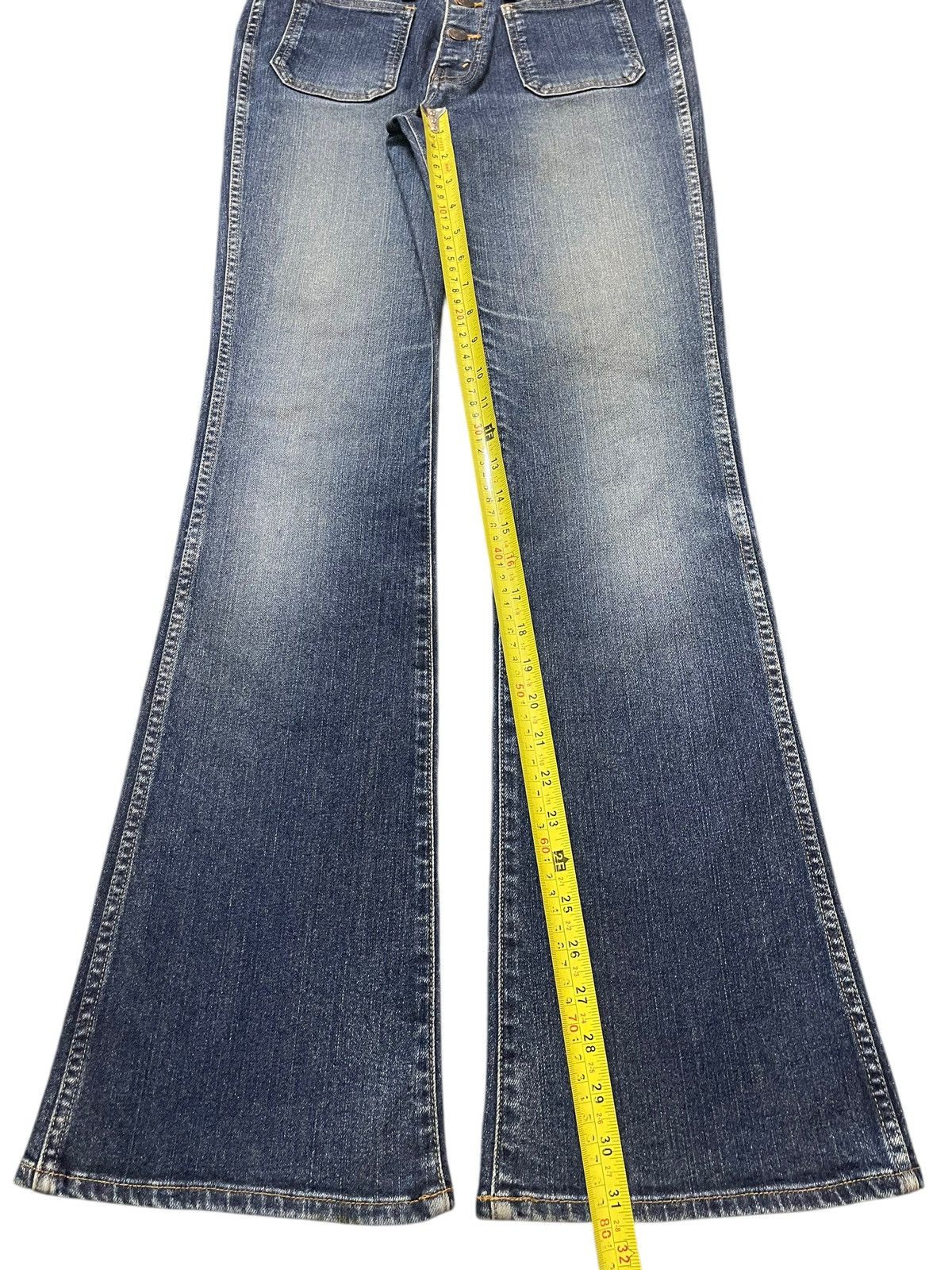 Hysteric Glamour Vintage Japanese Brand Blue Wash Faded Style Flare Jeans Size US 30 / EU 46 - 13 Thumbnail