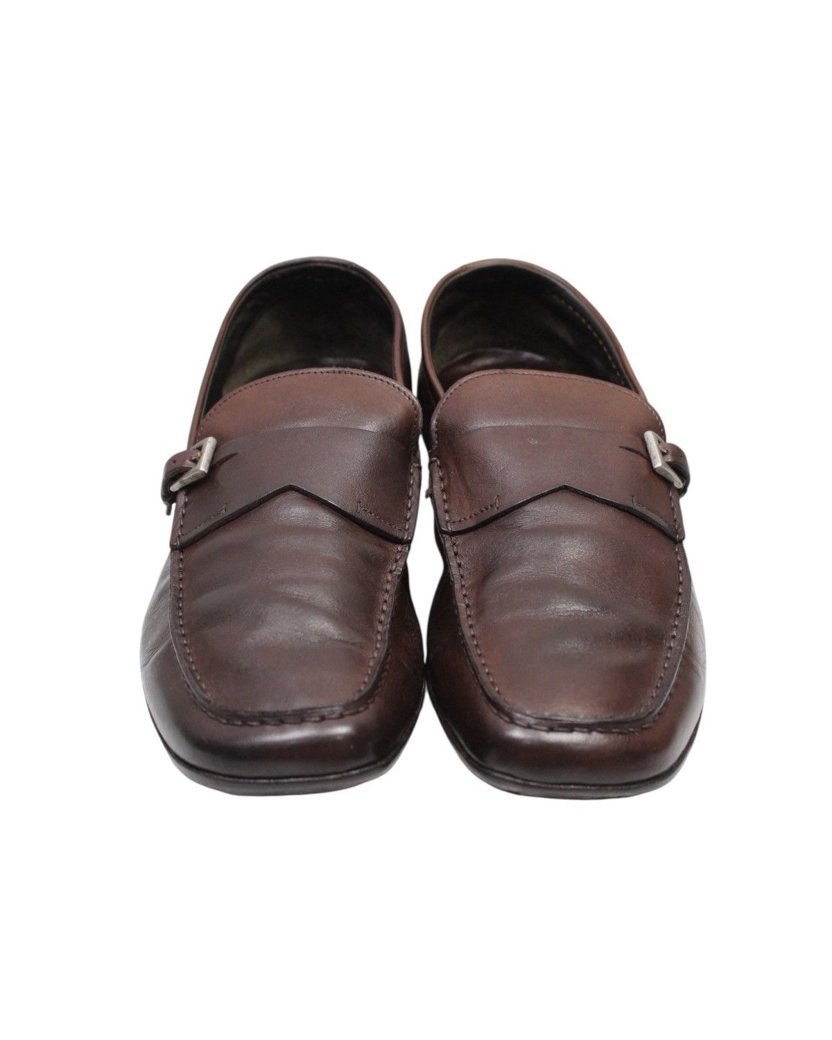 Prada 2000S PRADA BROWN BUCKLE LEATHER LOAFERS Size US 7 / EU 40 - 5 Thumbnail