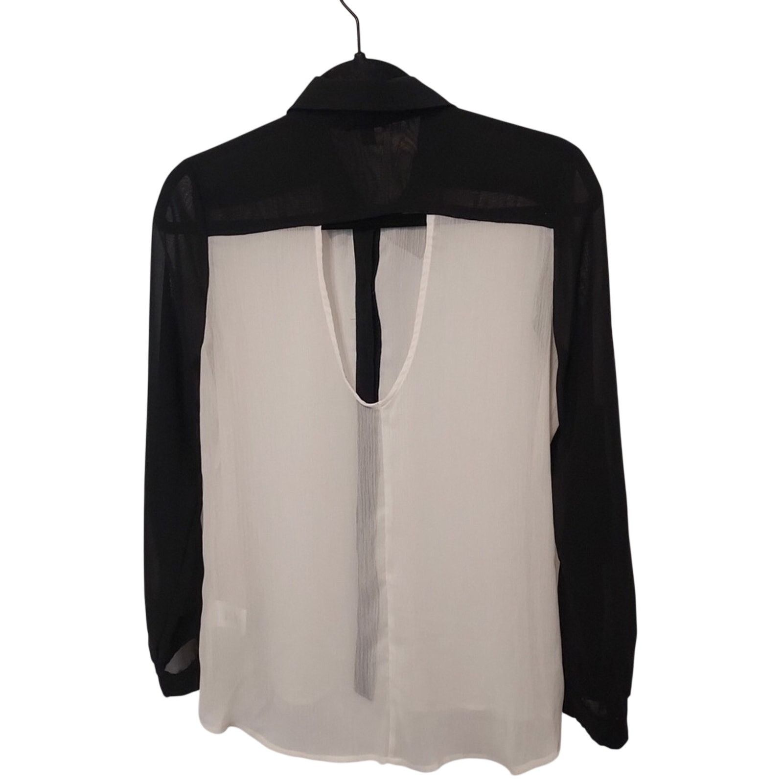 Other Bongo Sheer Black White Colorblock Button Shirt Blouse Top Size M / US 6-8 / IT 42-44 - 2 Thumbnail