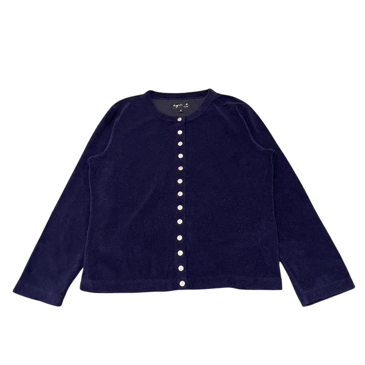 agnes b. Agnes B navy blue terry le petit snap cardigan Size XS / US 0-2 / IT 36-38 - 4 Thumbnail