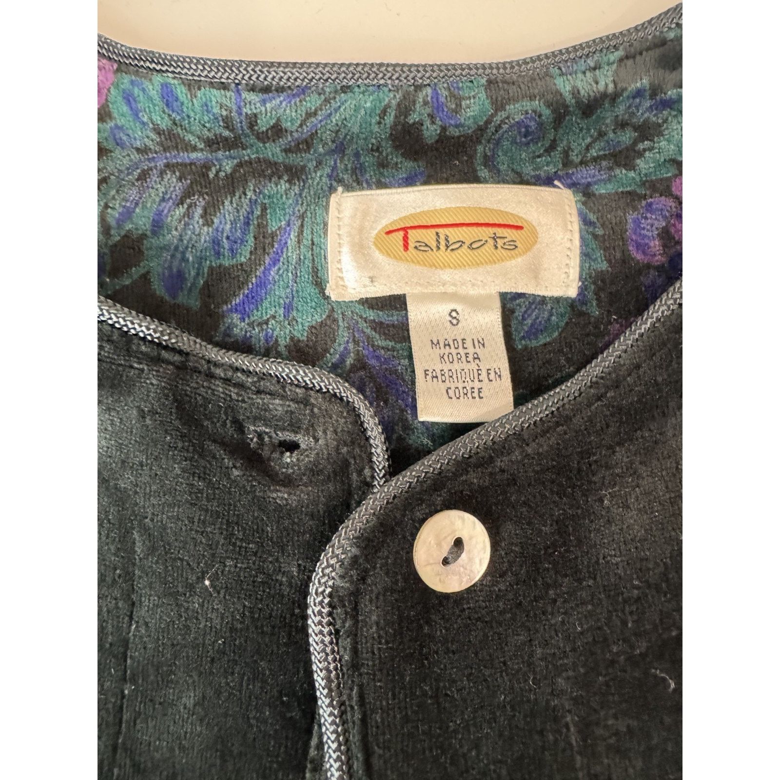Other Vintage Talbots Black Velvet Floral Velvet Jacket 90s Small Size S / US 4 / IT 40 - 9 Thumbnail