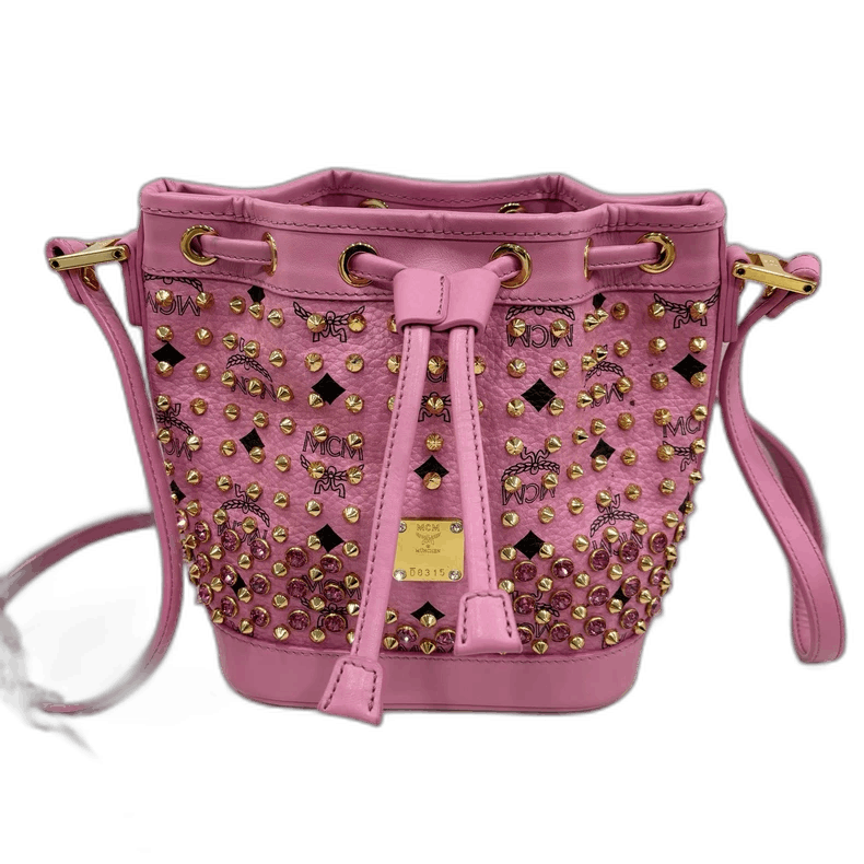 MCM MCM Pink Studded Drawstring Bucket Bag Size ONE SIZE - 1 Thumbnail
