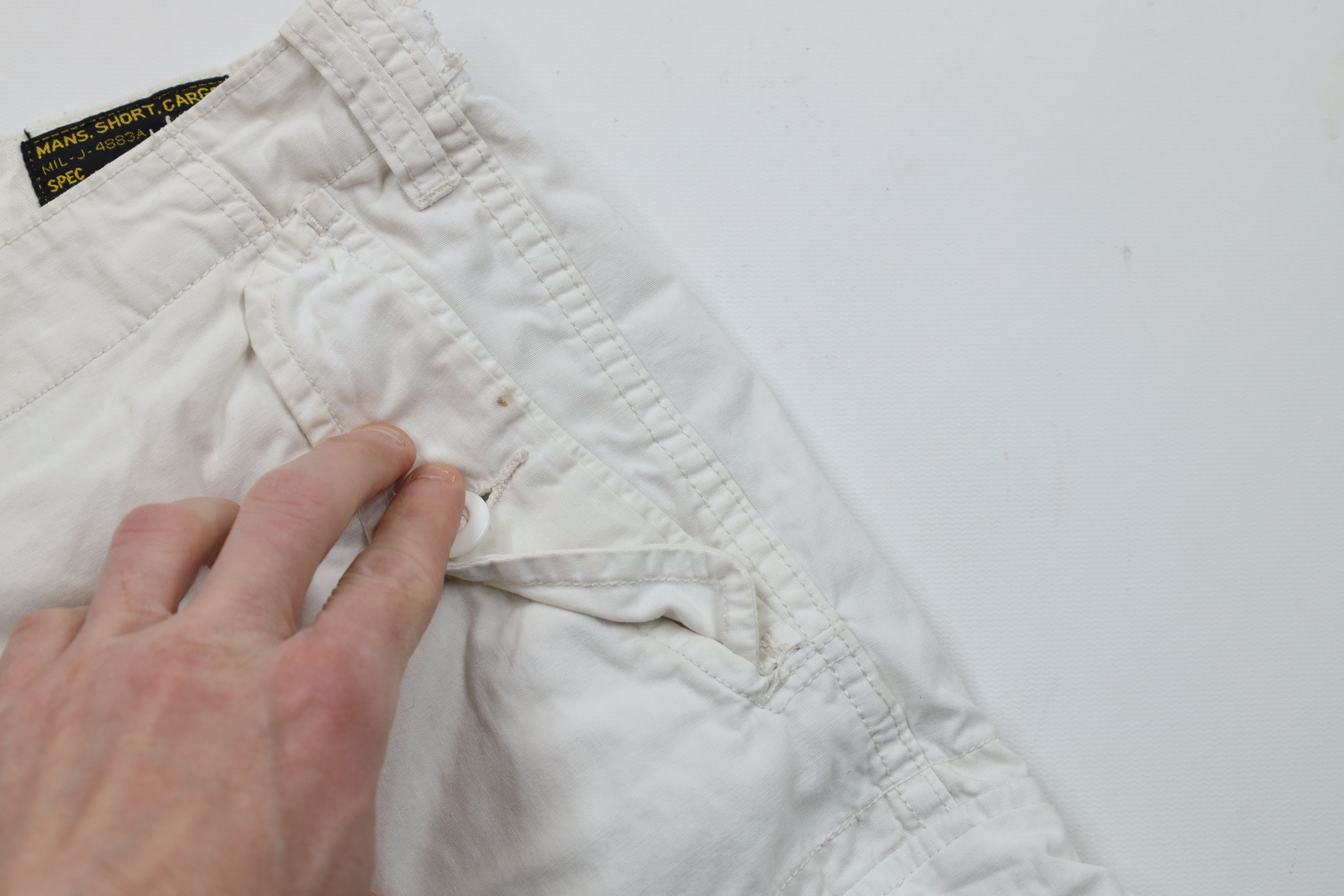 Ralph Lauren × Vintage Vintage 90s Ralph Lauren Military Cargo Shorts Cream Cotton Size US 36 / EU 52 - 6 Thumbnail