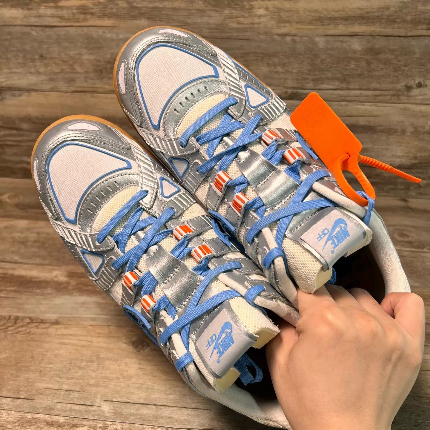 Nike OW x Nike Rubber Dunk Wht/Bl Slvr CU6015-100 45.5 97New Size US 11.5 / EU 44-45 - 5 Thumbnail