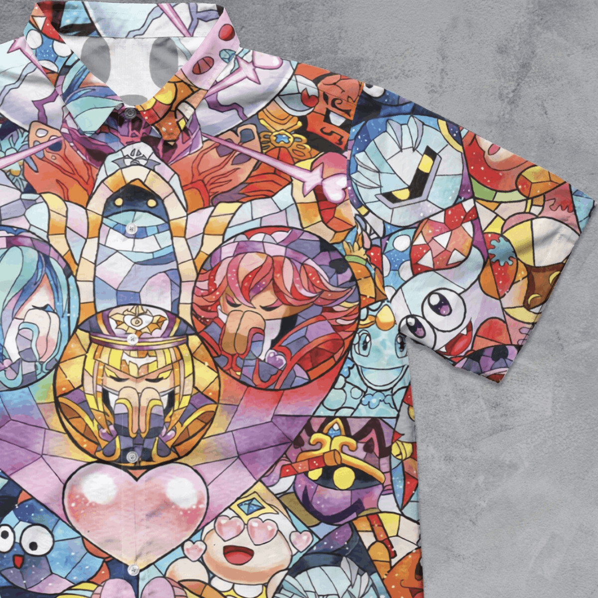 The Unbranded Brand Kirby Characters Stained Glass Button Down Shirt Size US M / EU 48-50 / 2 - 1 Thumbnail