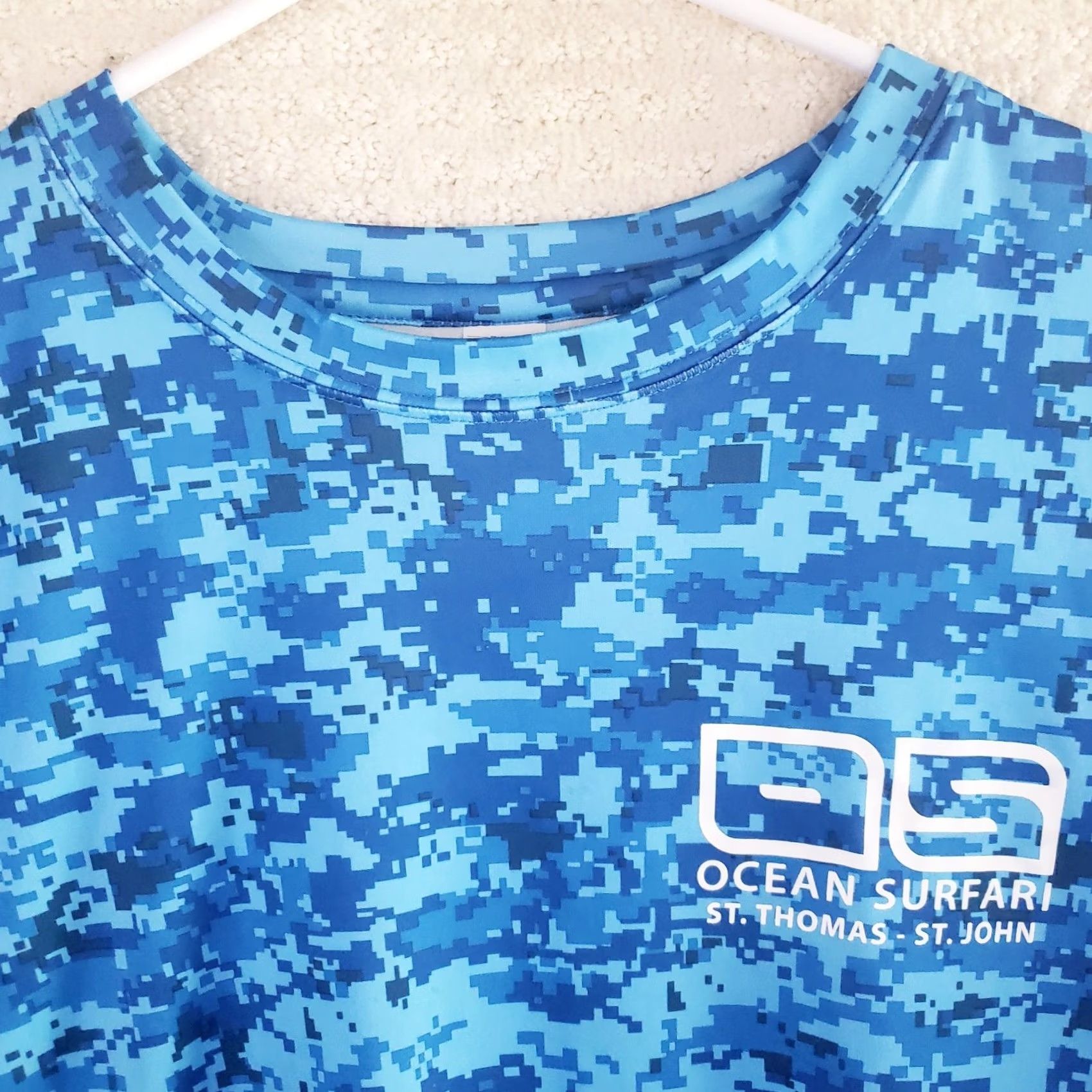 Vintage VINTAGE Ocean Safari Mens XL Blue Digital Camo Short Sleeve Stretch T-Shirt Size US XL / EU 56 / 4 - 4 Thumbnail