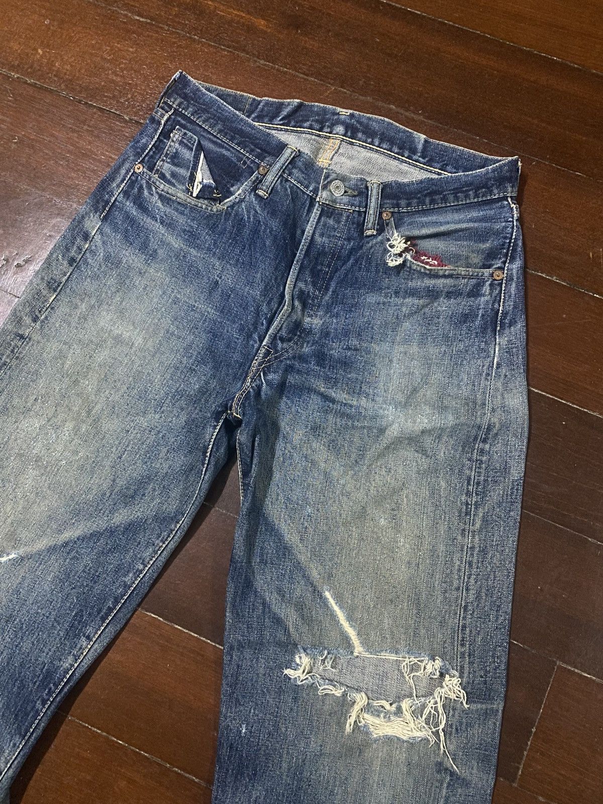 Warehouse & Co. Vintage Pherrow’s Stormy Blue Flared distressed mud wash Size US 32 / EU 48 - 5 Thumbnail