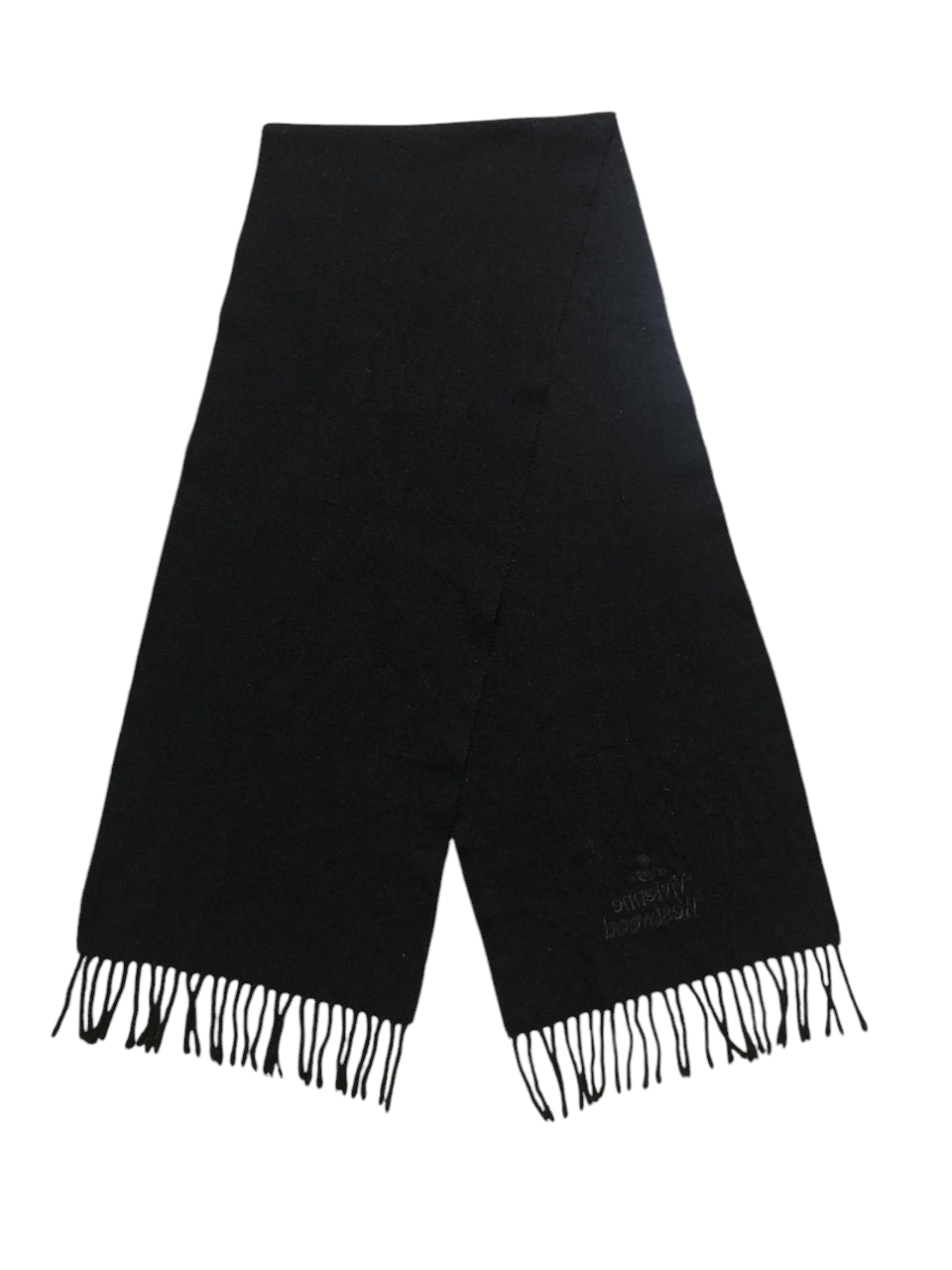 Vivienne Westwood 💥Vivienne Westwood Embroidered Logo Wool Black Muffler Size ONE SIZE - 4 Thumbnail