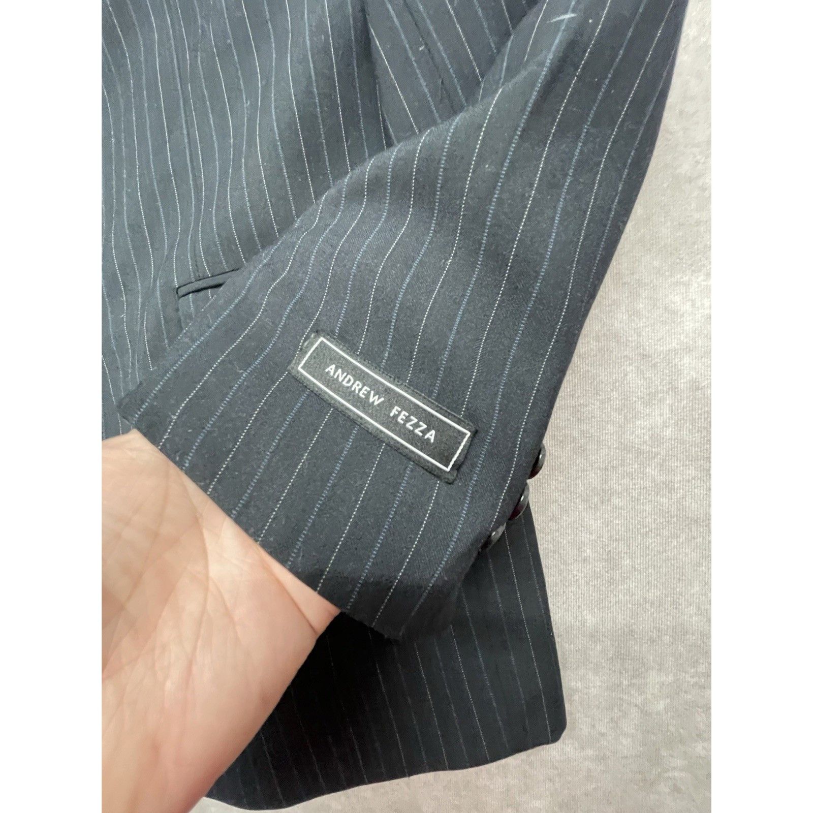 Andrew Fezza NWT Andrew Fezza Black Pinstripe 2PC Suit 36R 3-Button Poly Size 36R - 3 Thumbnail