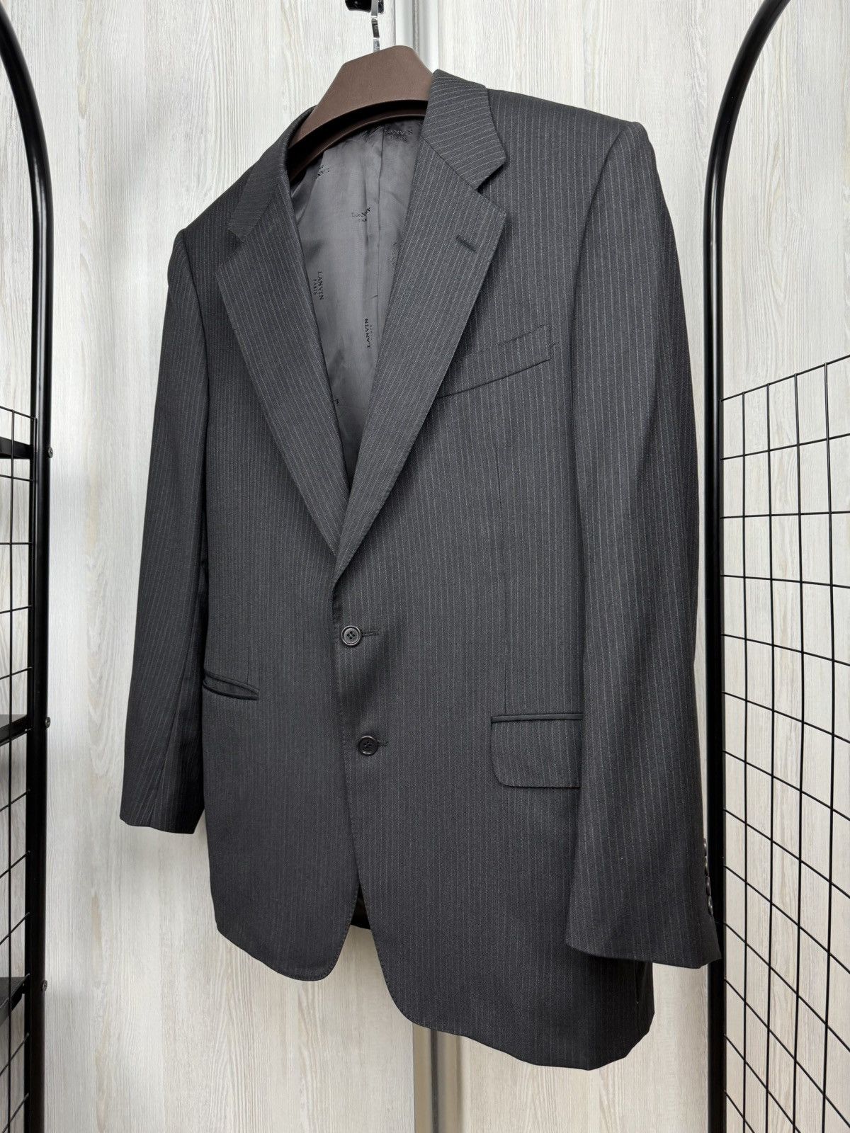 Lanvin Lanvin Classique Dark Gray Striped Wool 3 Button Vented Suit Size 42R - 5 Thumbnail