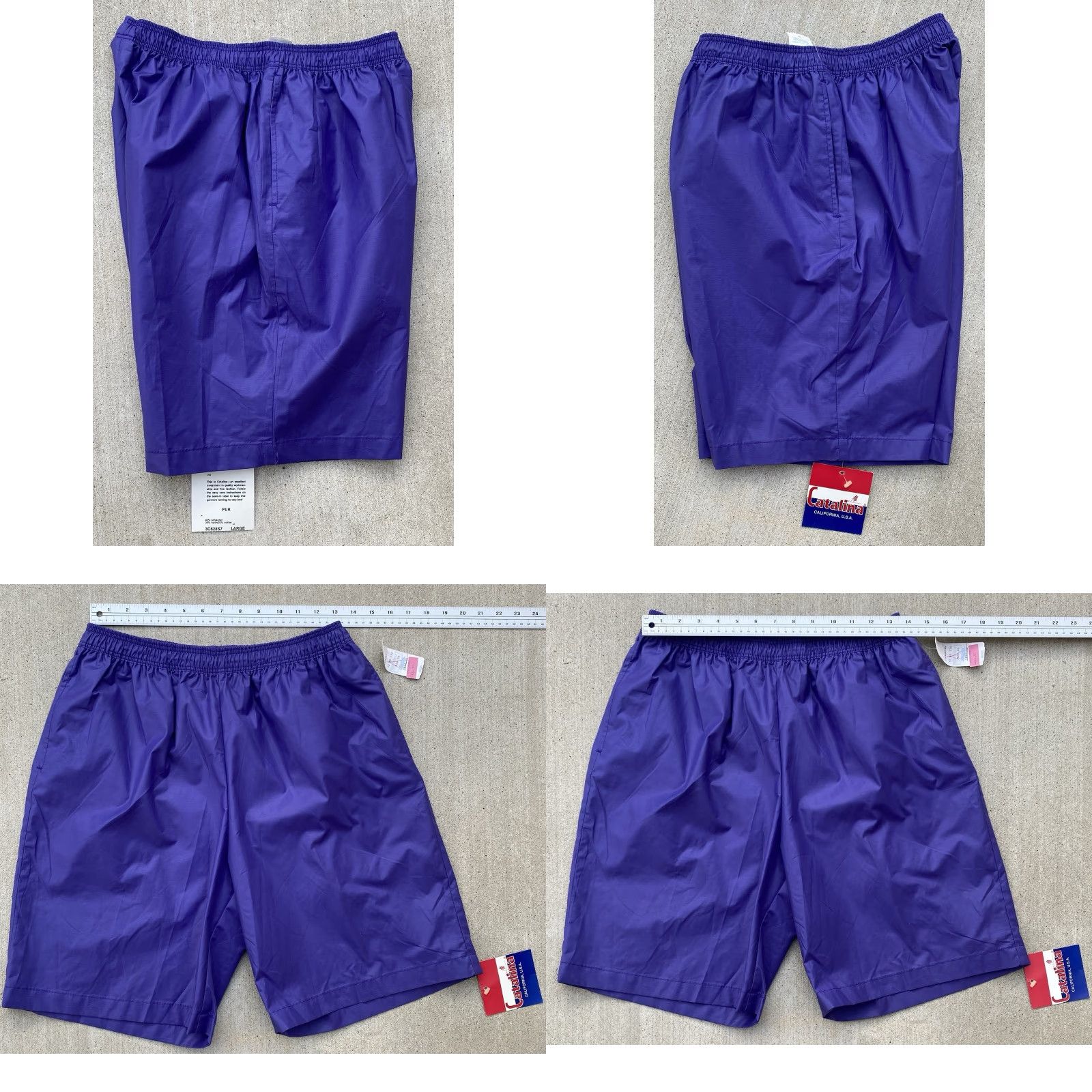 Catalina VINTAGE Catalina Purple Swim Shorts L Mens NOS 80s 90s Blue-Violet Lined Cotton Nylon Polyester Blended Fabric Swim Bottom Set Size US 33 - 10 Thumbnail