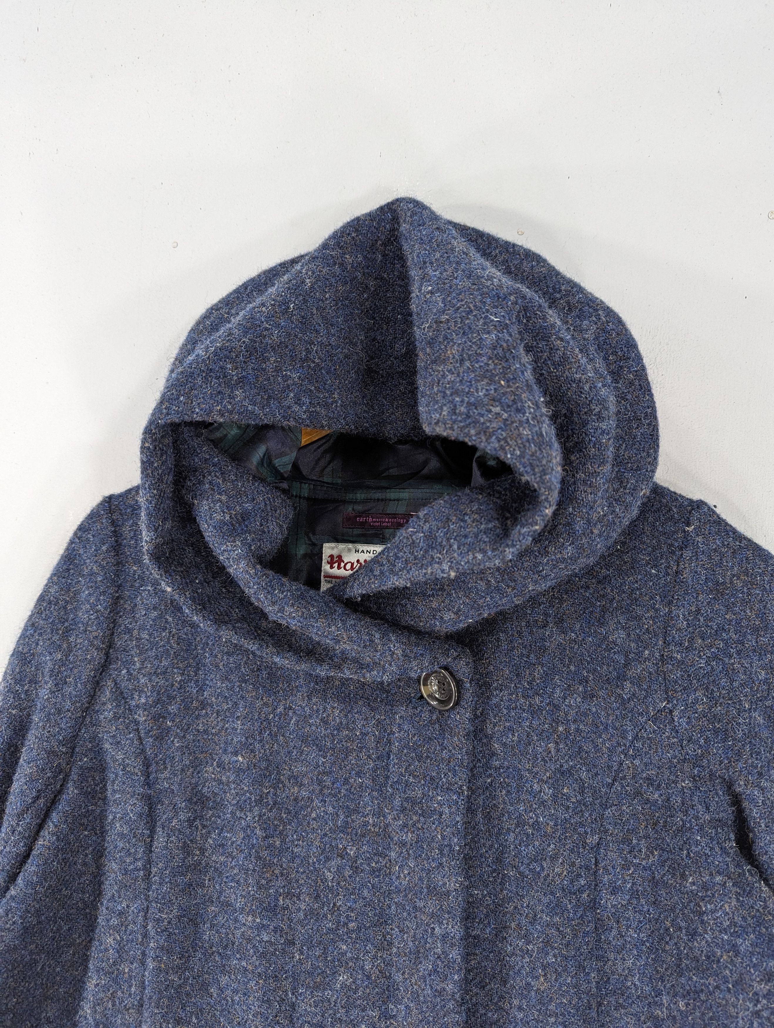 Harris Tweed Earth Music&ecology X Harris Tweed Wool Hooded Coat Jacket Size M / US 6-8 / IT 42-44 - 8 Thumbnail