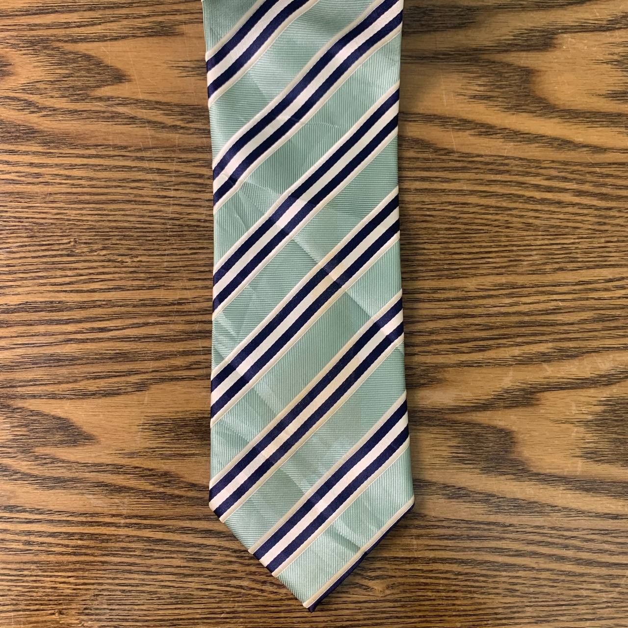 Covington Covington Lime Green & Navy Blue striped Necktie Size ONE SIZE - 4 Thumbnail