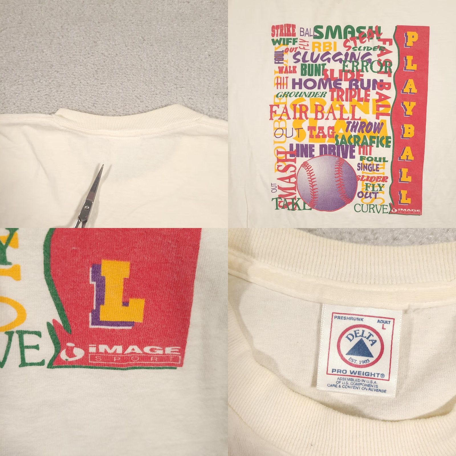 Delta VINTAGE 90s Y2K Baseball Shirt Mens Large Grunge T-Shirt White Cotton Delta Size US L / EU 52-54 / 3 - 10 Thumbnail