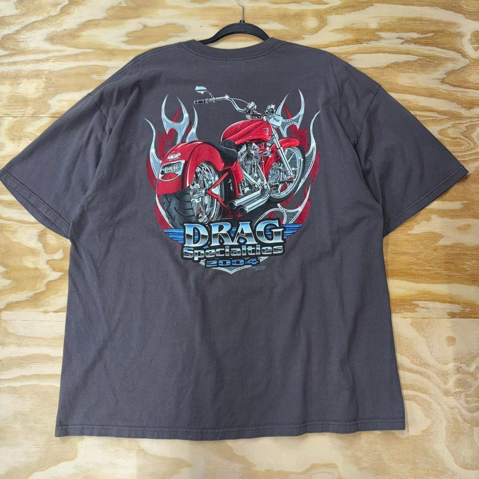 Gildan Vintage y2k drag racing 2004 motorcycle biker 00s t-shirt Size US XL / EU 56 / 4 - 1 Thumbnail