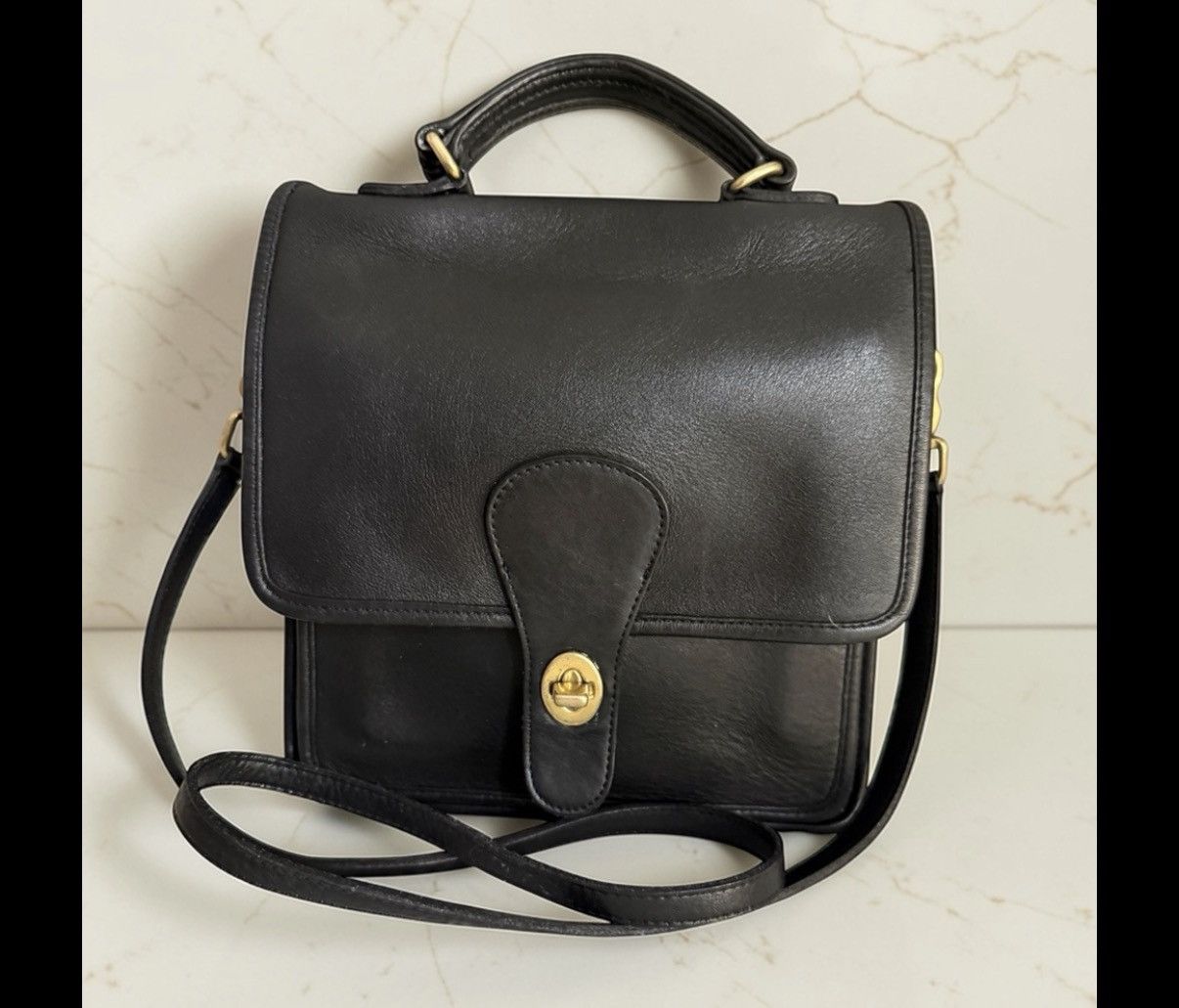 Vintage Coach Station Bag 5130 Black Glovetanned Leather Usa, Women's