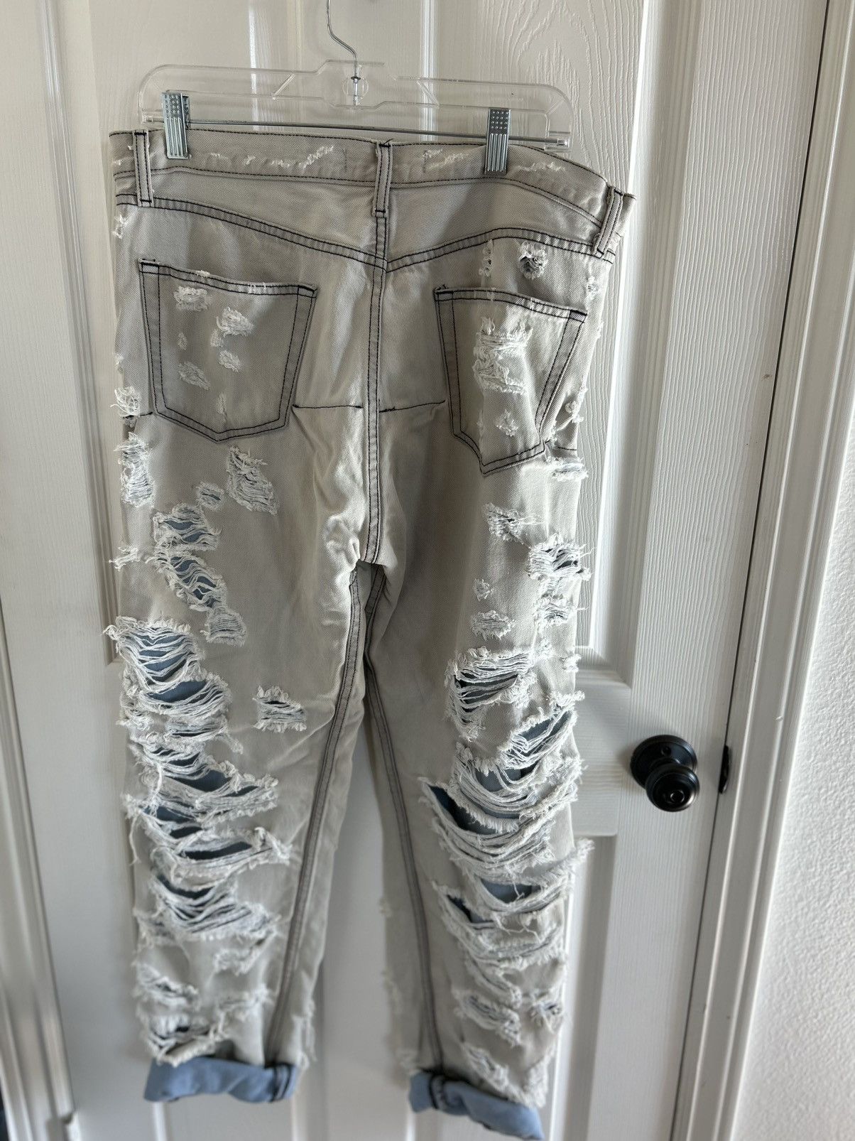 Siberia Hills Siberia hills torn jeans double layered sandgrey/blue Size US 34 / EU 50 - 2 Thumbnail