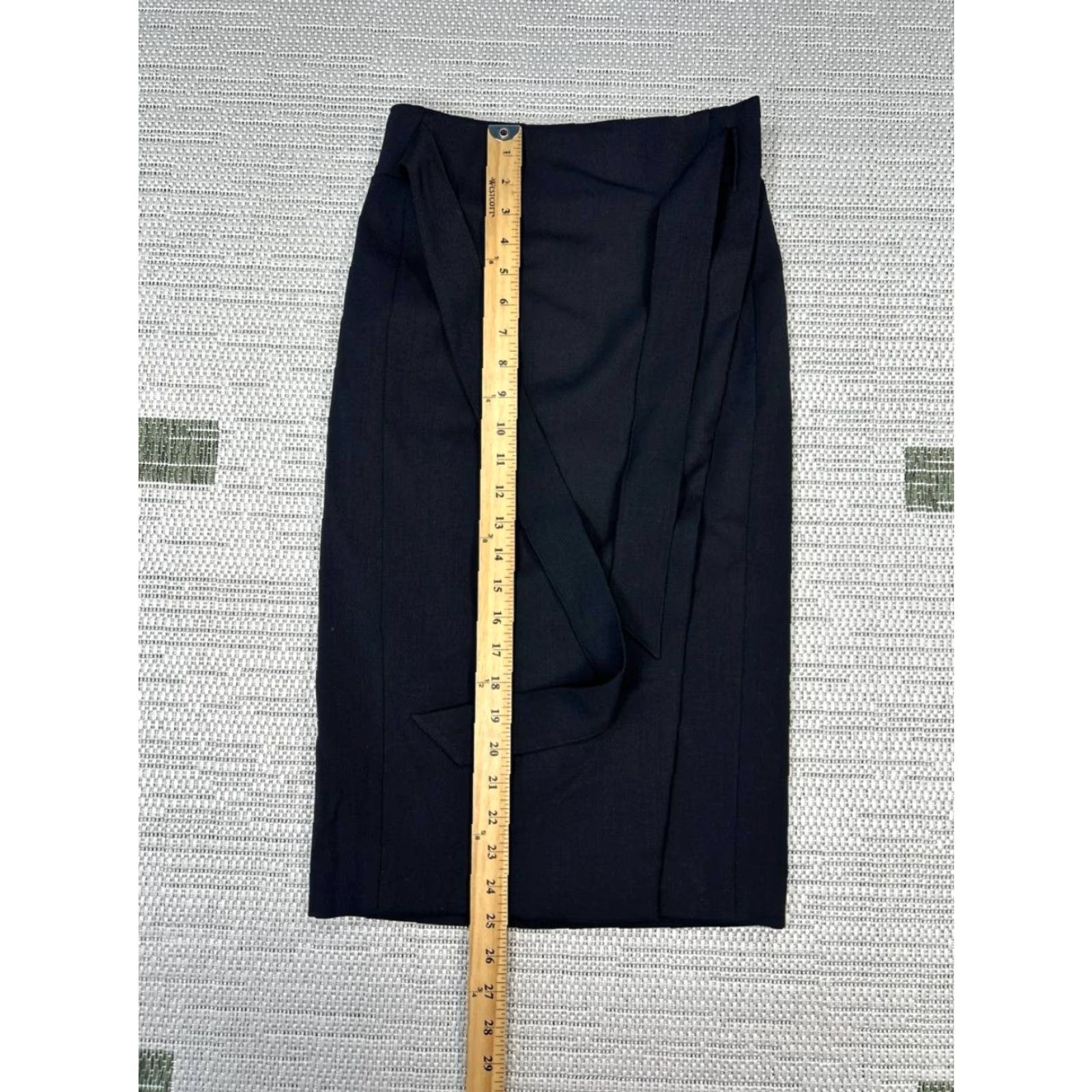 Vintage Sezane Skirt Women 2 Pencil Black Stretch Sezane Jupe Mathilde Overlap Asymmetric Pencil Skirt Size 26" / US 2 / IT 38 - 2 Thumbnail