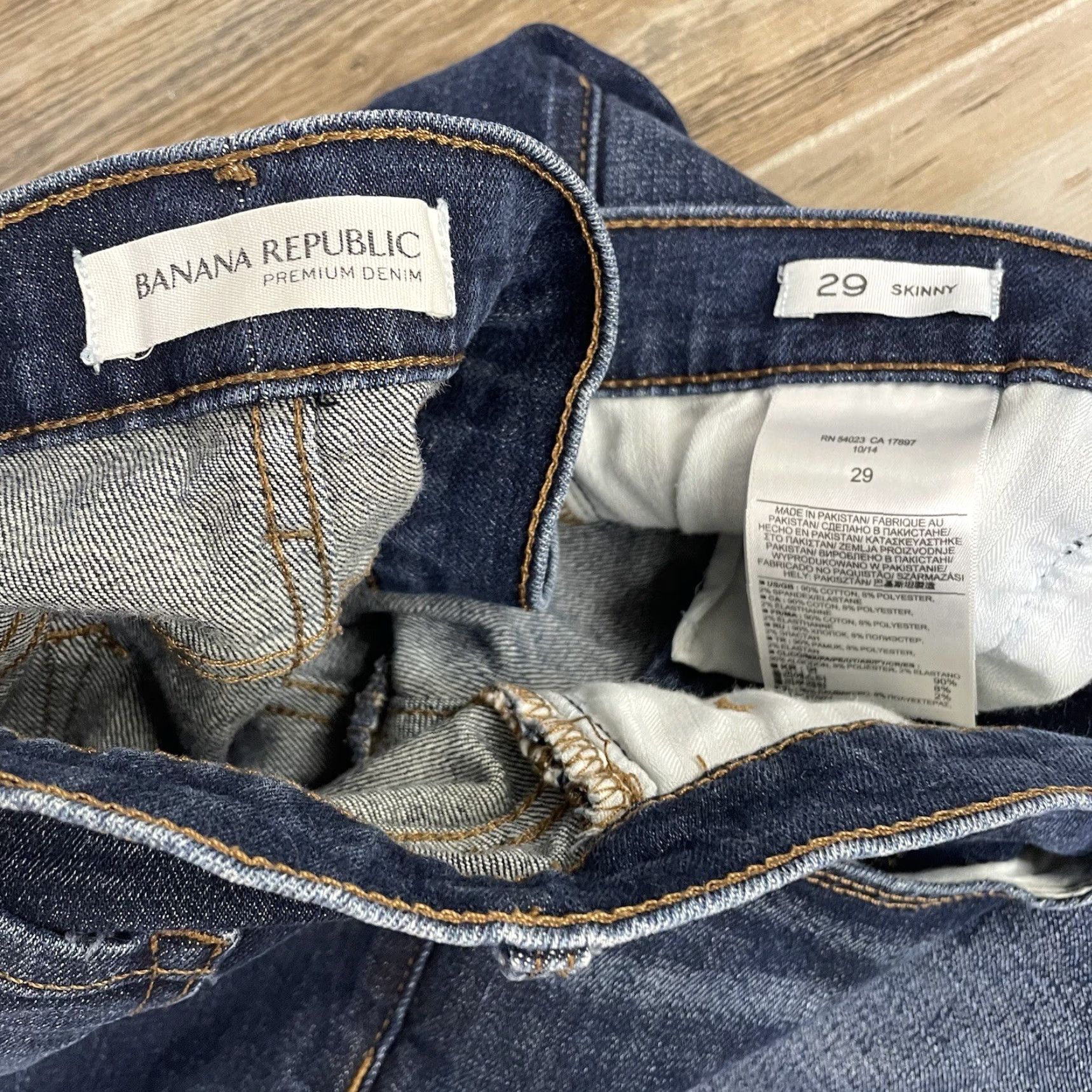 Banana Republic VINTAGE Banana Republic blue distressed cotton blend Skinny Jeans Womens 29x32 Size 29" - 4 Thumbnail