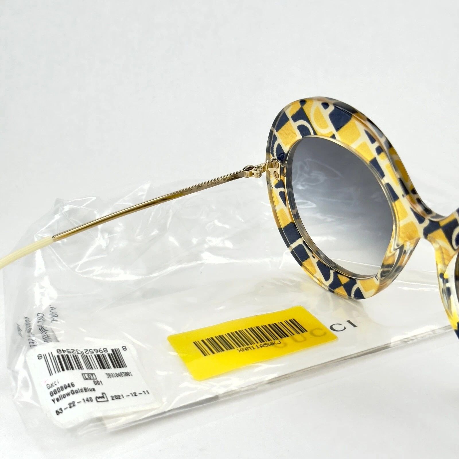 Gucci GUCCI GG0894S 0894 Blue Yellow Geometric 001 Sunglasses Size ONE SIZE - 2 Thumbnail
