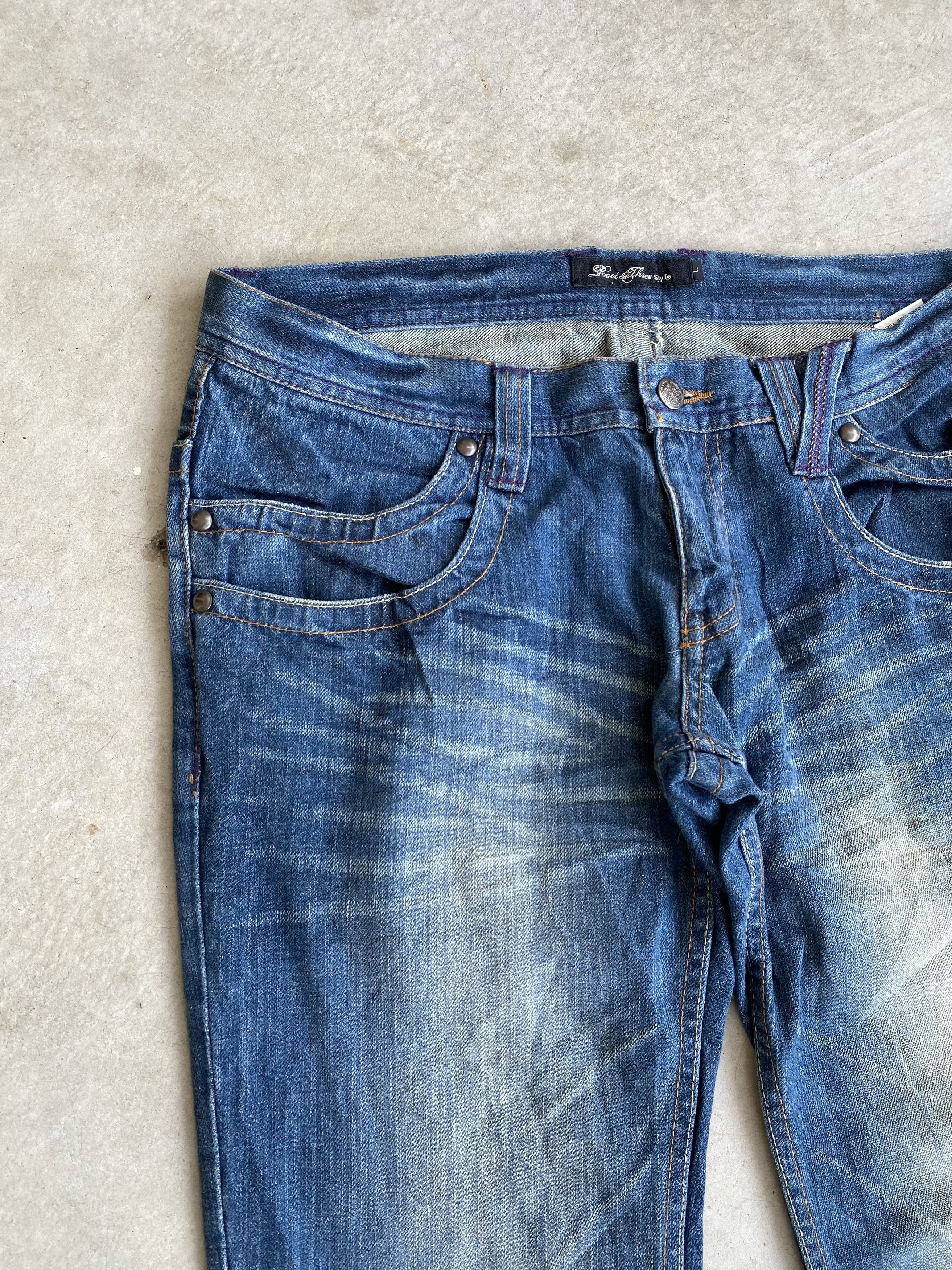 Japanese Brand Root Three Japan Distress Ripped Style Flared Jeans Size US 32 / EU 48 - 7 Thumbnail
