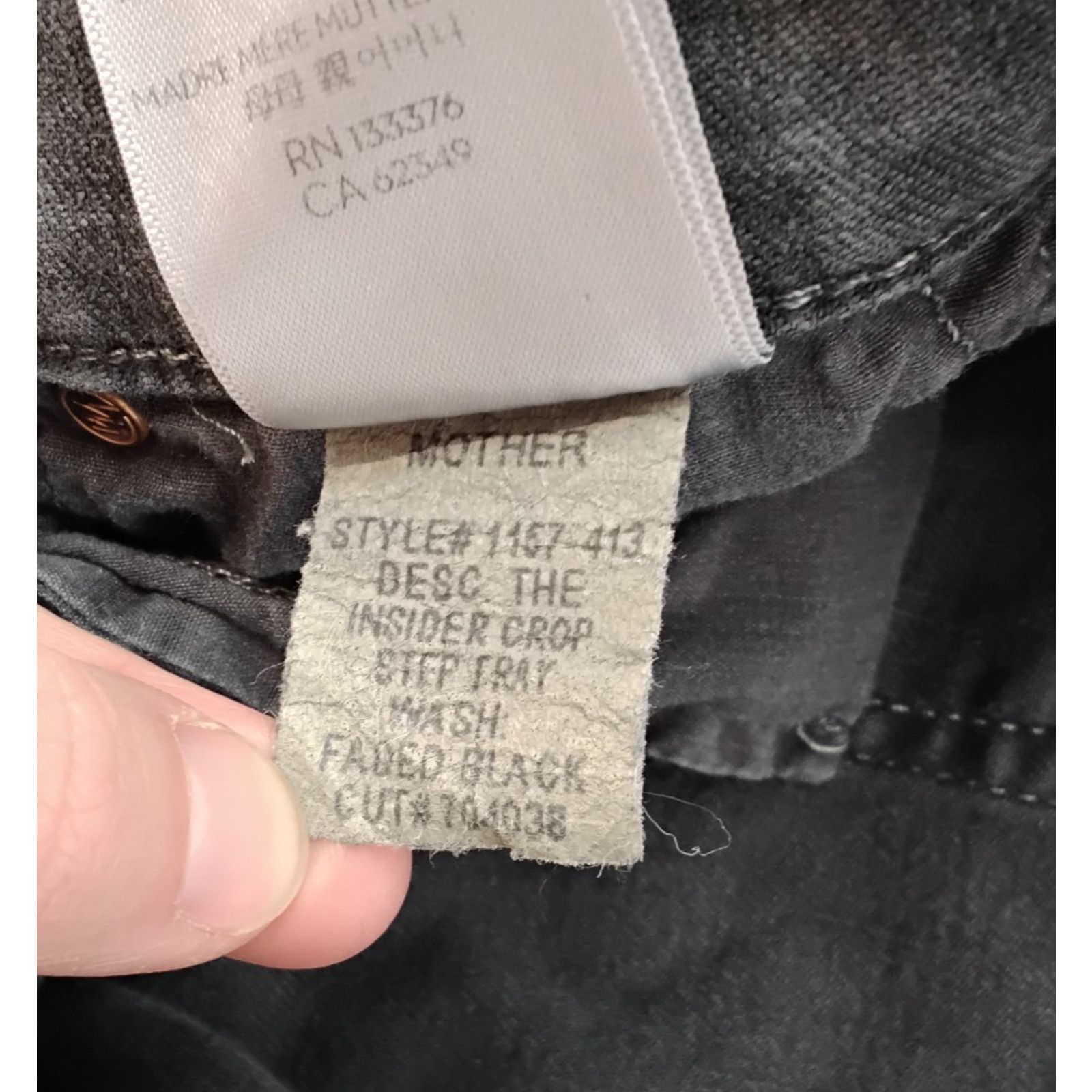 MOTHER Mother the Insider Crop Jeans Women's 25x24 Gray Faded Black Size 25" / US 0 / IT 36 - 10 Thumbnail