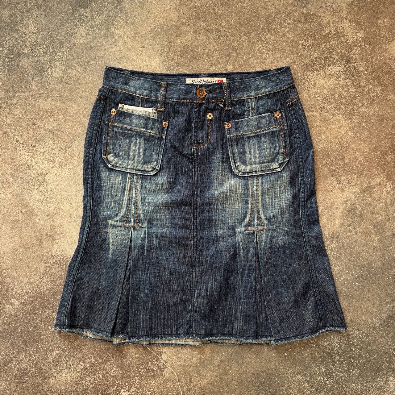20471120 Diesel Style Vintage Y2K Washed Denim Skirt Size 28" / US 6 / IT 42 - 1 Thumbnail