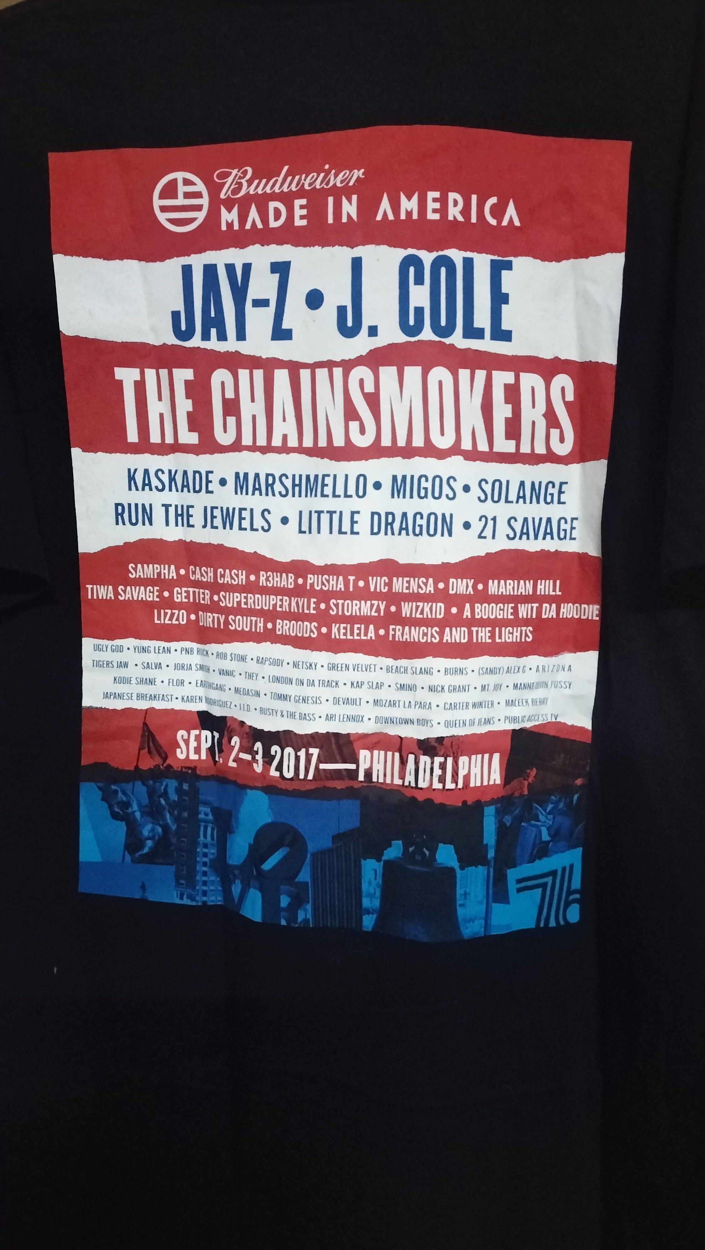 Band Tees Made in America 2017 ChainSmokers Jay Z J Cole Budweiser Size US L / EU 52-54 / 3 - 9 Thumbnail