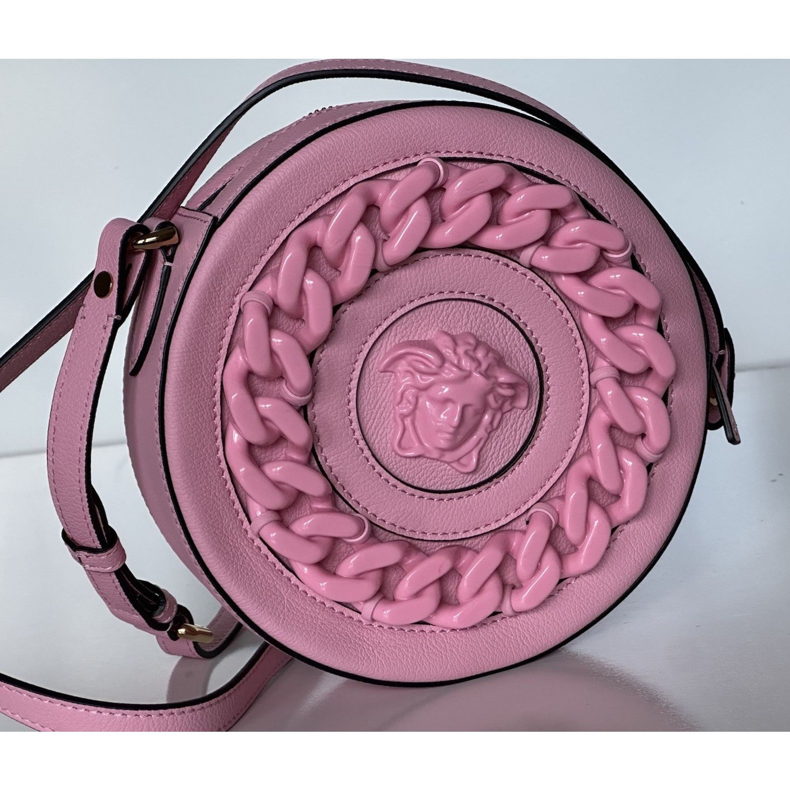 Versace Versace Medusa Calf Leather Round Pink Crossbody Bag 1021602 Size ONE SIZE - 1 Thumbnail