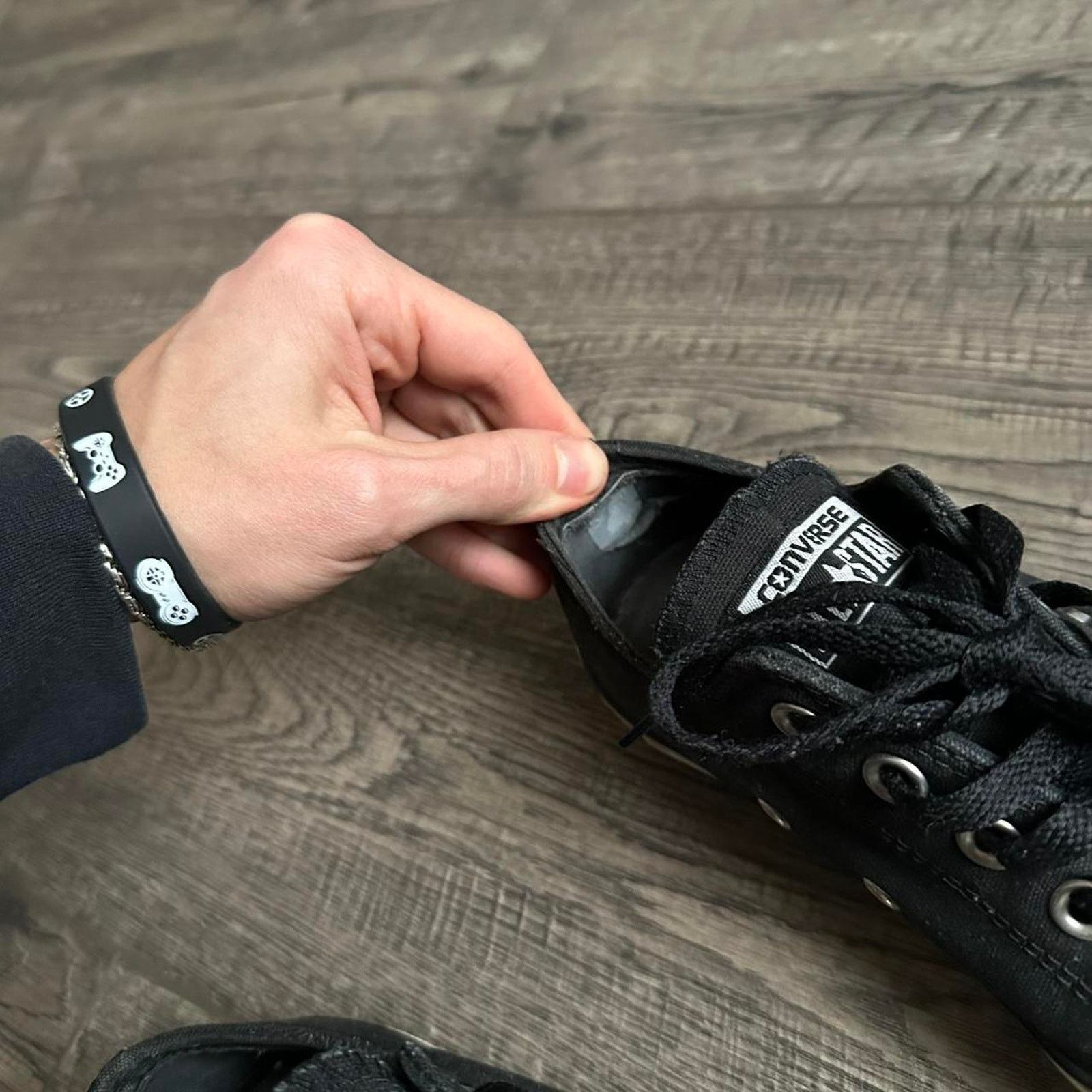 Converse × Vintage Vintage Y2K Black Studded Silver Glam Grunge Punk Converse Size US 7 / IT 37 - 5 Thumbnail