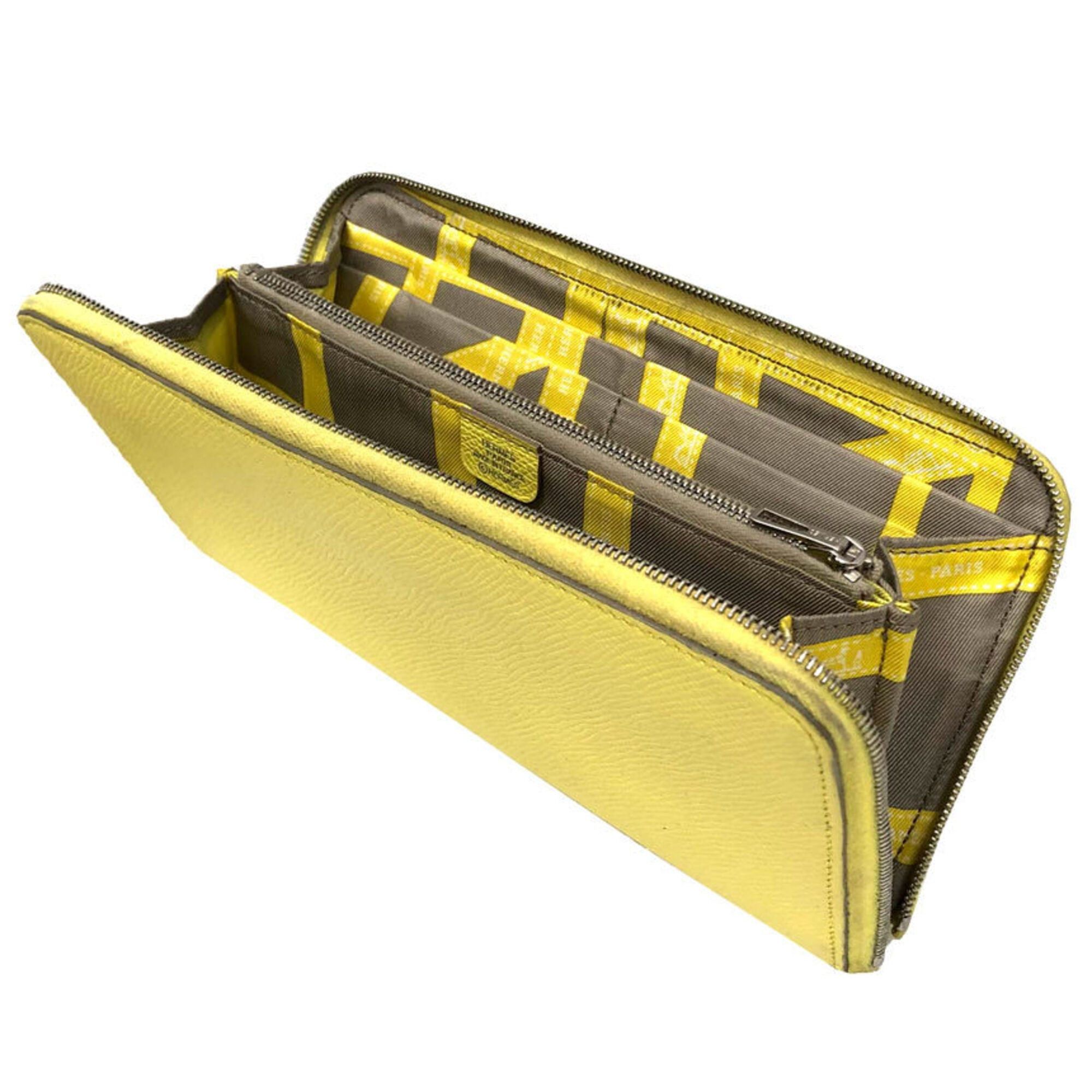 Hermes HERMES Azap Silk In Long Round Wallet, Bolduc au Carre, Ribbon Pattern, Lemon Yellow Size ONE SIZE - 1 Thumbnail