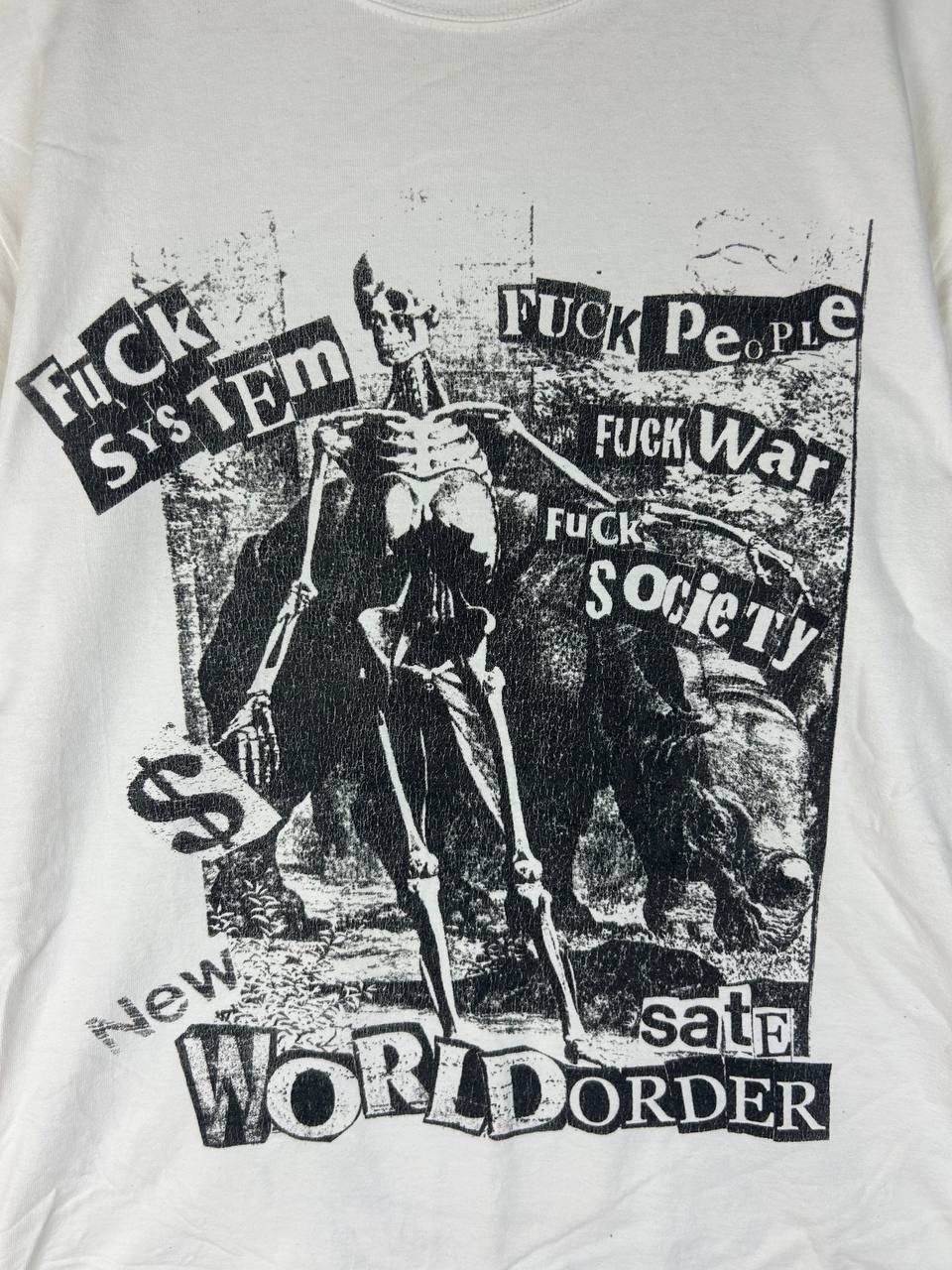 Vintage Rare Y2K Punk Anarchy Tee- “Fuck System” New World Order Skl Size US L / EU 52-54 / 3 - 3 Thumbnail