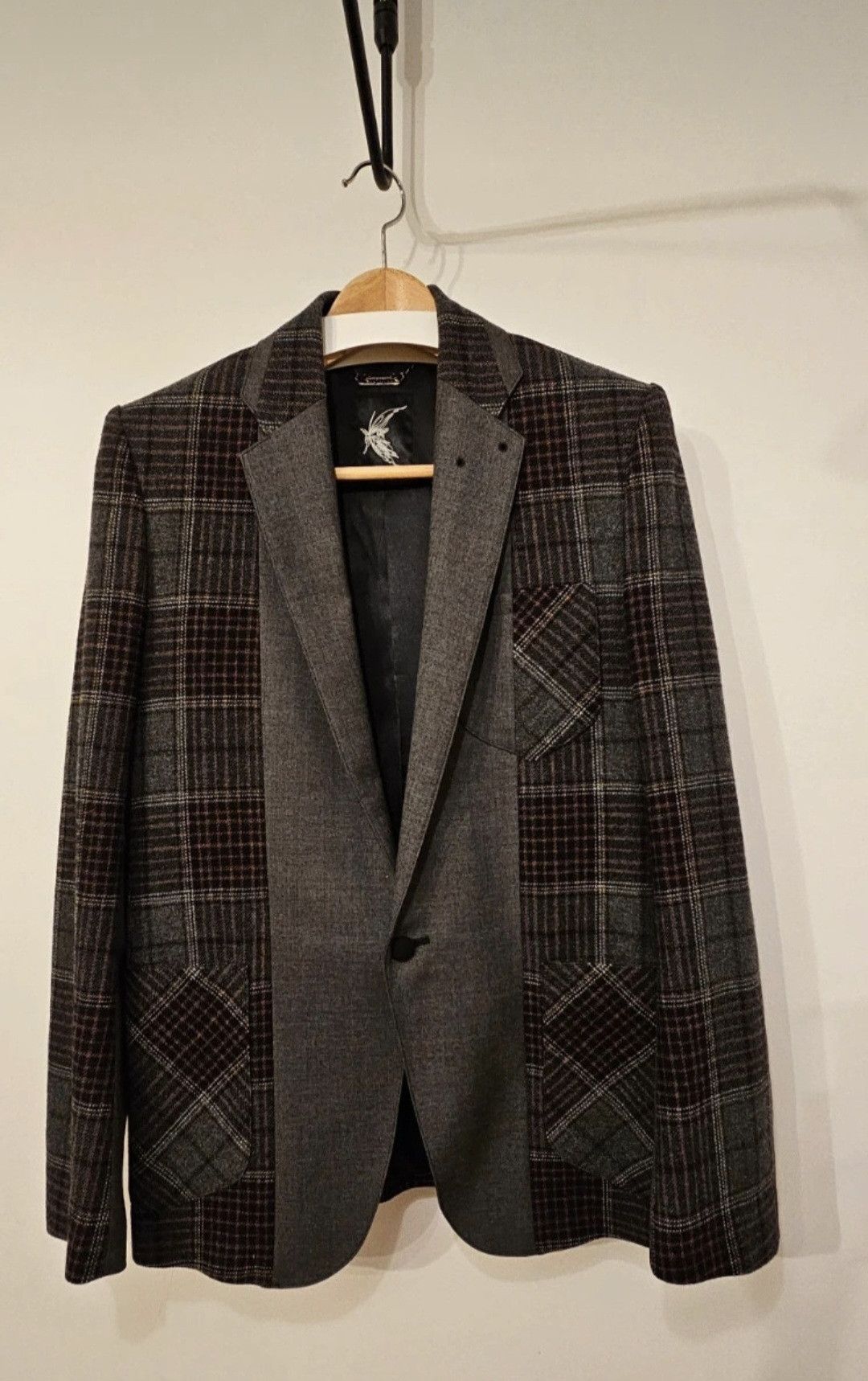 kiryuyrik KIRUYURIK Patchwork Wool Blazer Size 50R - 1 Thumbnail
