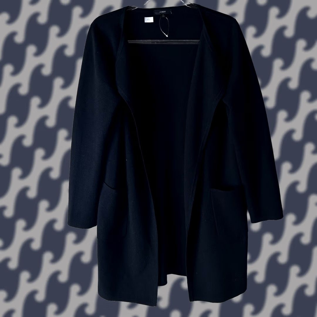J.Crew J.Crew Cardigan Sweater Black Merino Wool Blend Open Front Pockets Small Women's Knit Shirt Style Vintage? No Size S / US 4 / IT 40 - 1 Thumbnail