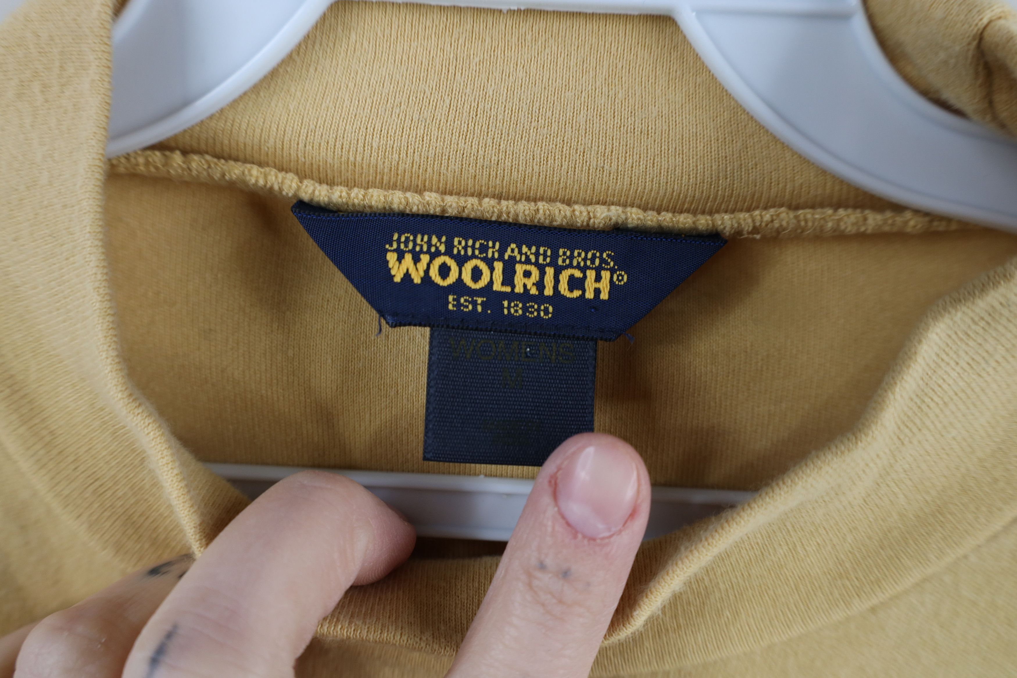 Vintage × Woolrich Woolen Mills Vintage 90s Woolrich Blank Mock Neck T-Shirt Cotton Beige Size M / US 6-8 / IT 42-44 - 7 Thumbnail
