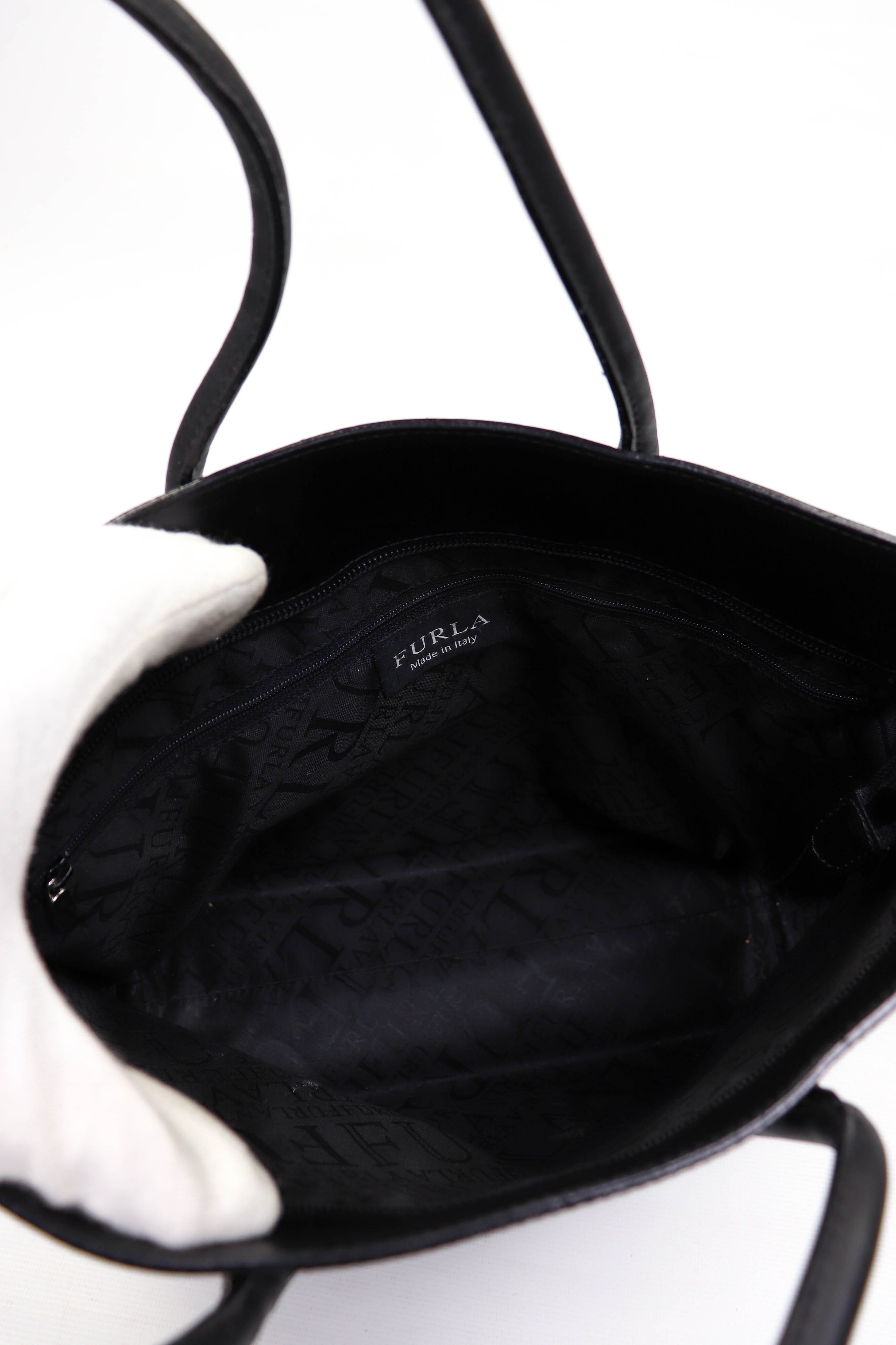 Furla FURLA Vintage Distressed Black Leather Hand Shoulder Bag Size ONE SIZE - 16 Thumbnail
