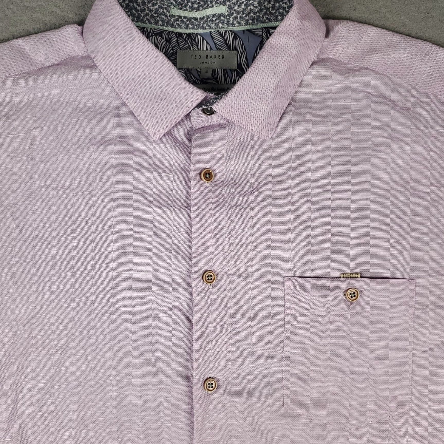 Ted Baker Ted Baker London Shirt Mens Size 6 Purple Pocket Button-Up Short Sleeve Casual Business Formal Party/Cocktail Workwear Size US S / EU 44-46 / 1 - 2 Thumbnail