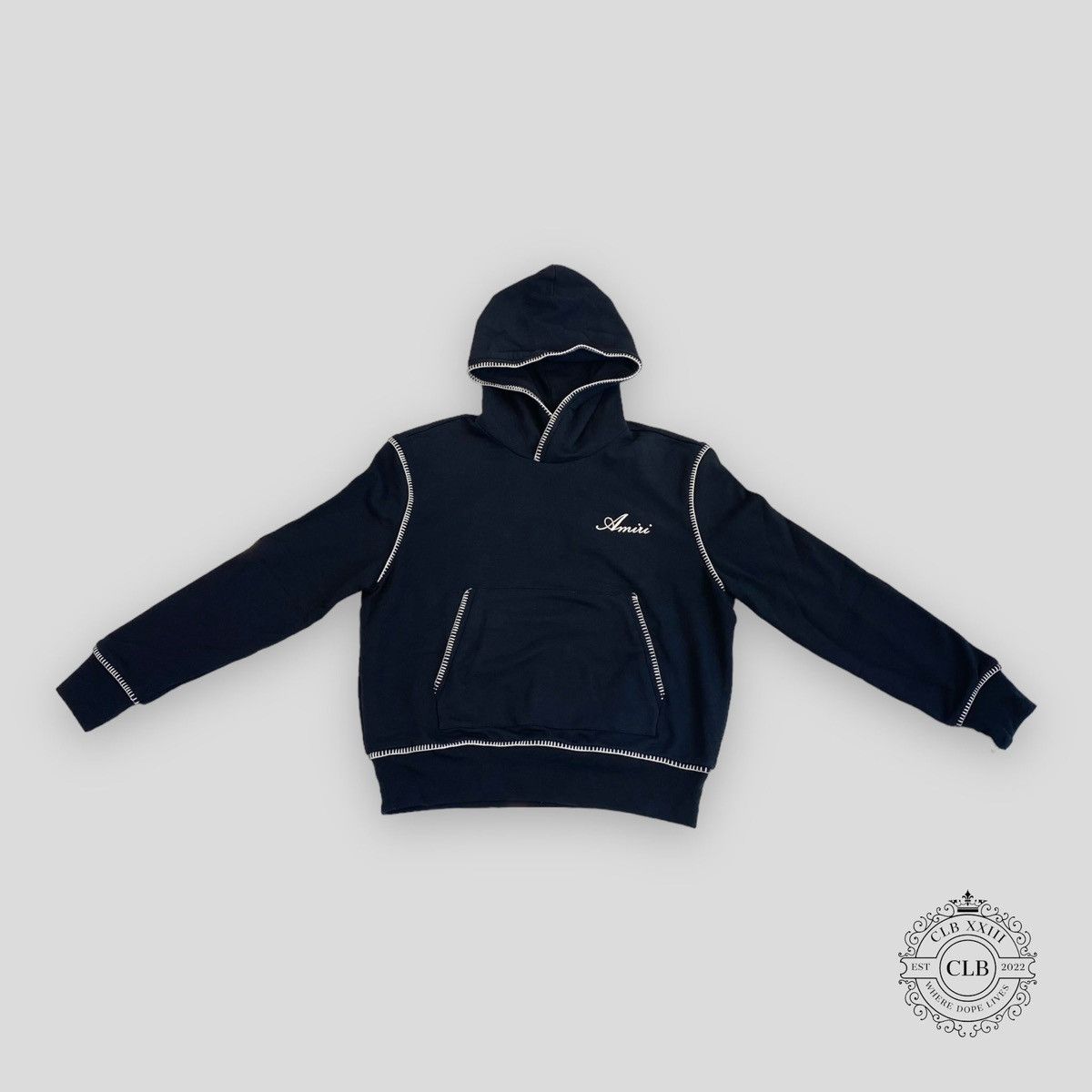image of Amiri Stitch Logo Hoodie - Black, Men's (Size Medium)