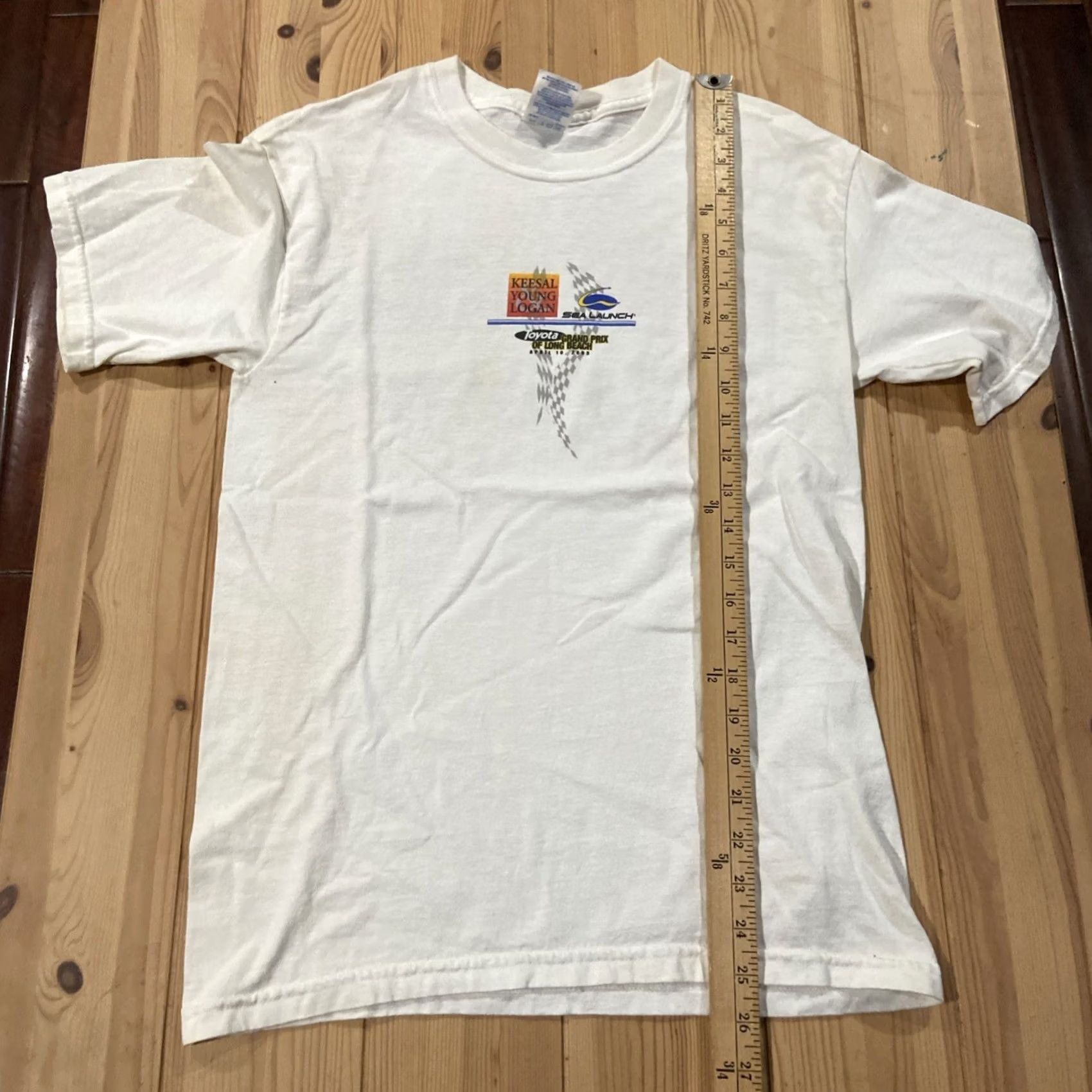 Hanes VINTAGE Hanes Grand Prix Shirt Mens S 2005 Long Beach White Cotton Graphic Print Short Sleeve Crew Neck Cars Double-Sided Mens Size US S / EU 44-46 / 1 - 5 Thumbnail