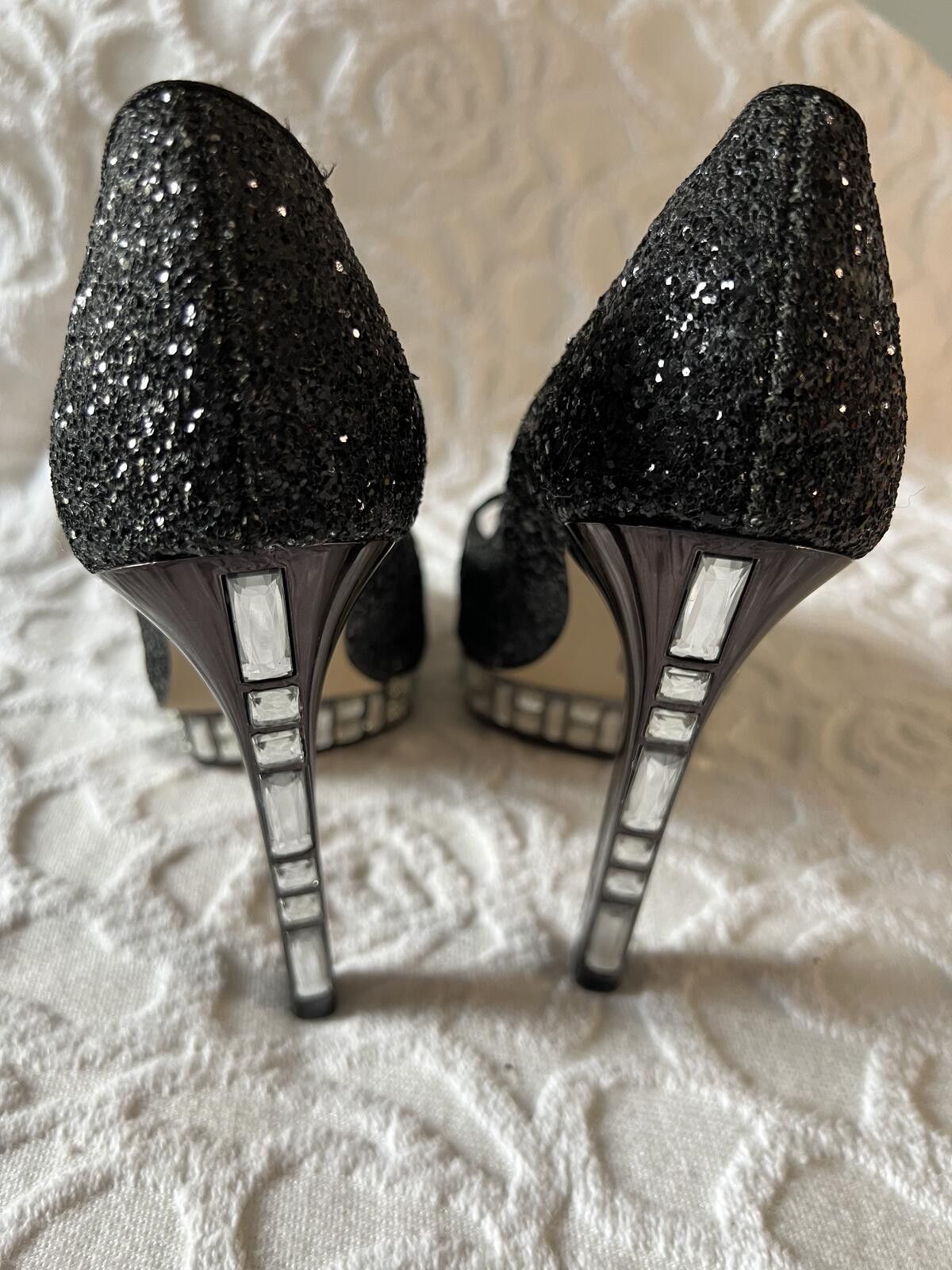 Other Boutique 9 Black Glitter Platform Peep Toe Pumps, Size 7.5 Size US 7.5 / IT 37.5 - 7 Thumbnail