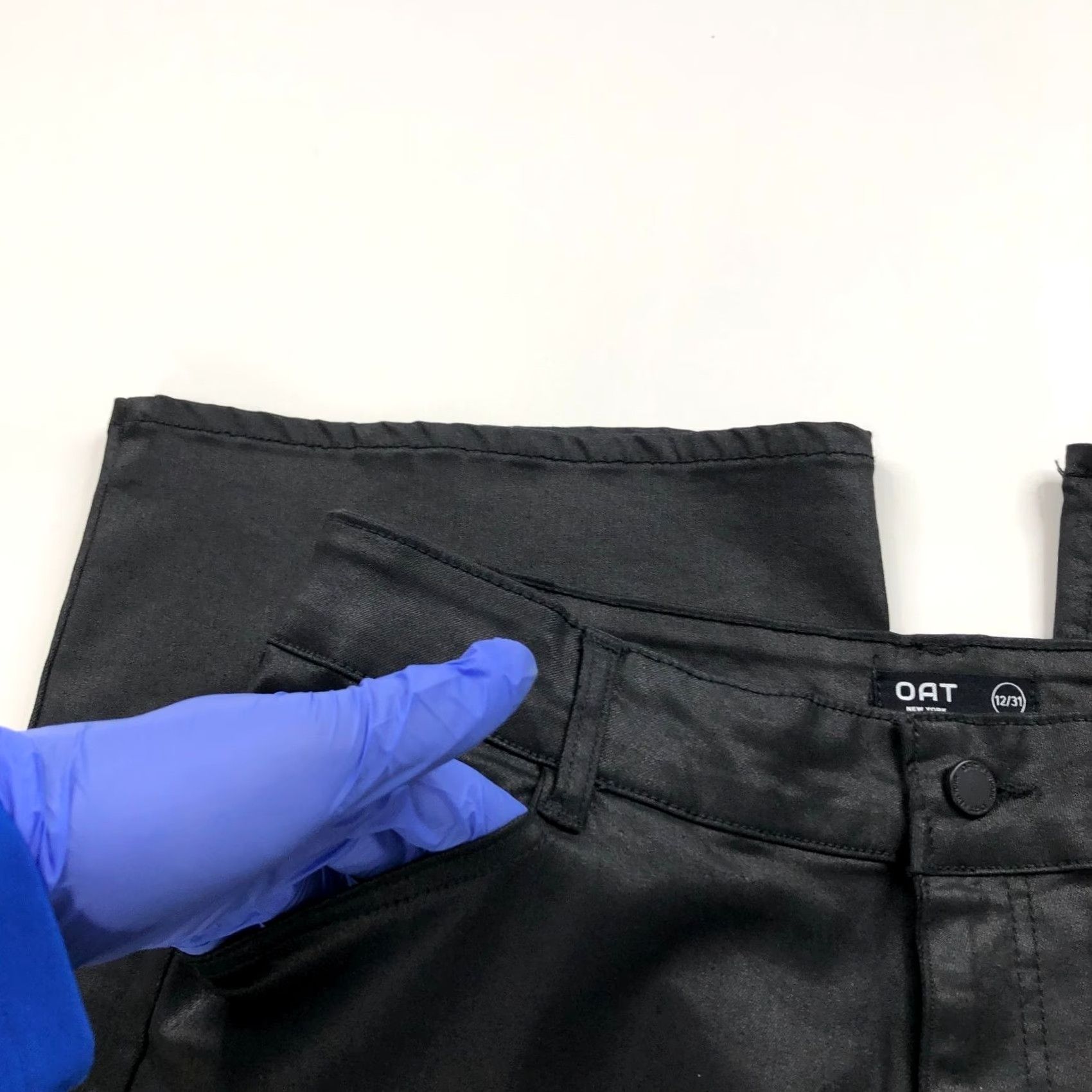 Vintage Oat New York Waxed Coated 12/31 High Rise Wide Leg Pant Black MINT 33W 29L 12 Regular Pants Women Wide-Leg Vintage? No Size 34" / US 12 / IT 48 - 4 Thumbnail
