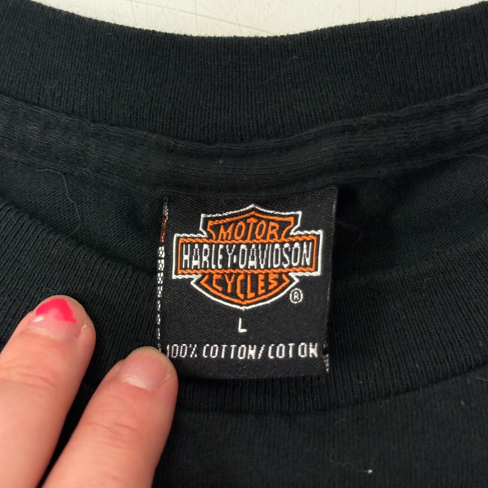 Harley Davidson Vtg USA H-D Flag Motorcycle Biker Motor FLAMES T Shirt Size US L / EU 52-54 / 3 - 8 Thumbnail