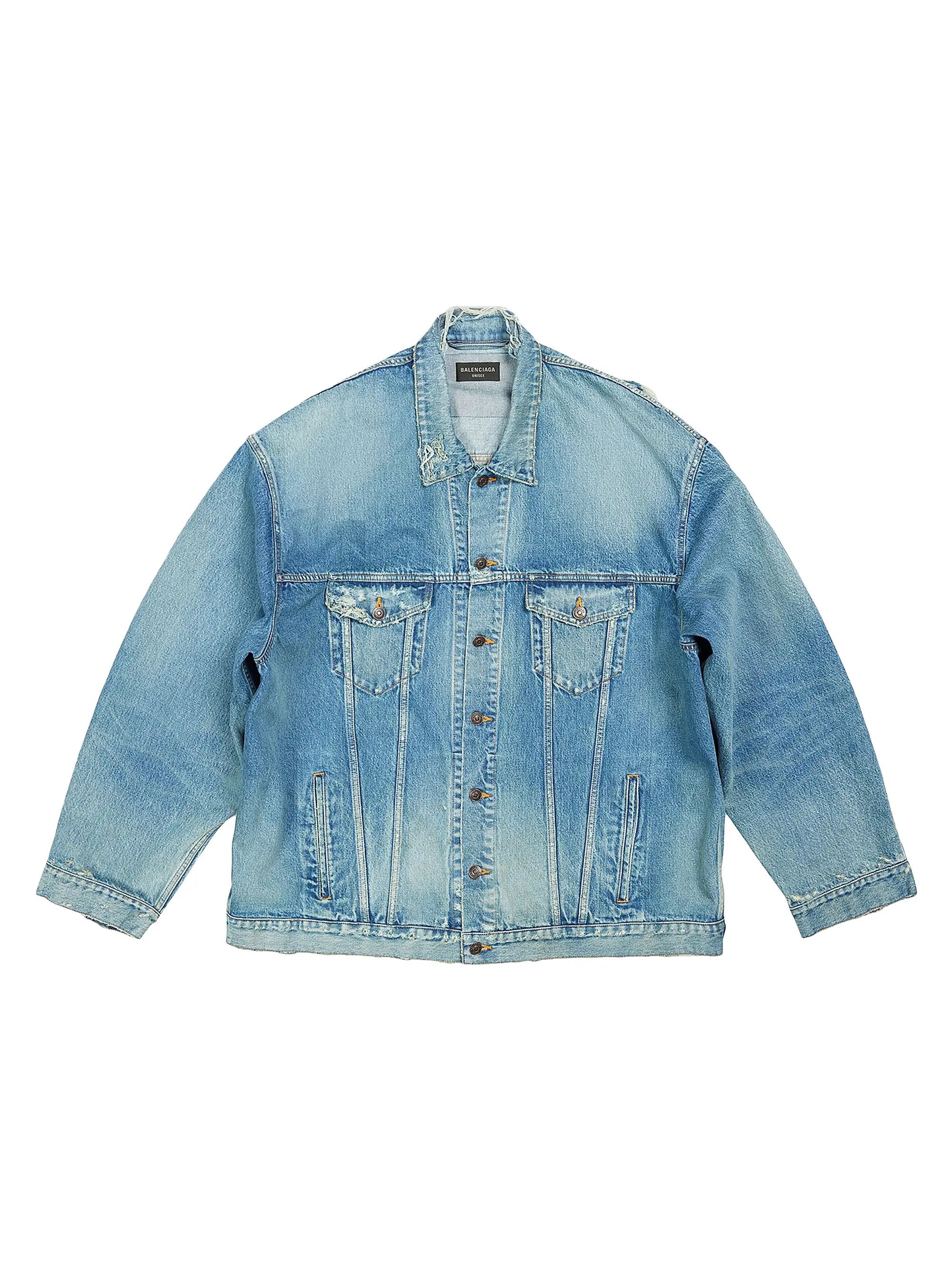 Balenciaga o1w1db10126 Patched Destroyed Jacket in Blue Size US XXL / EU 58 / 5 - 1 Thumbnail