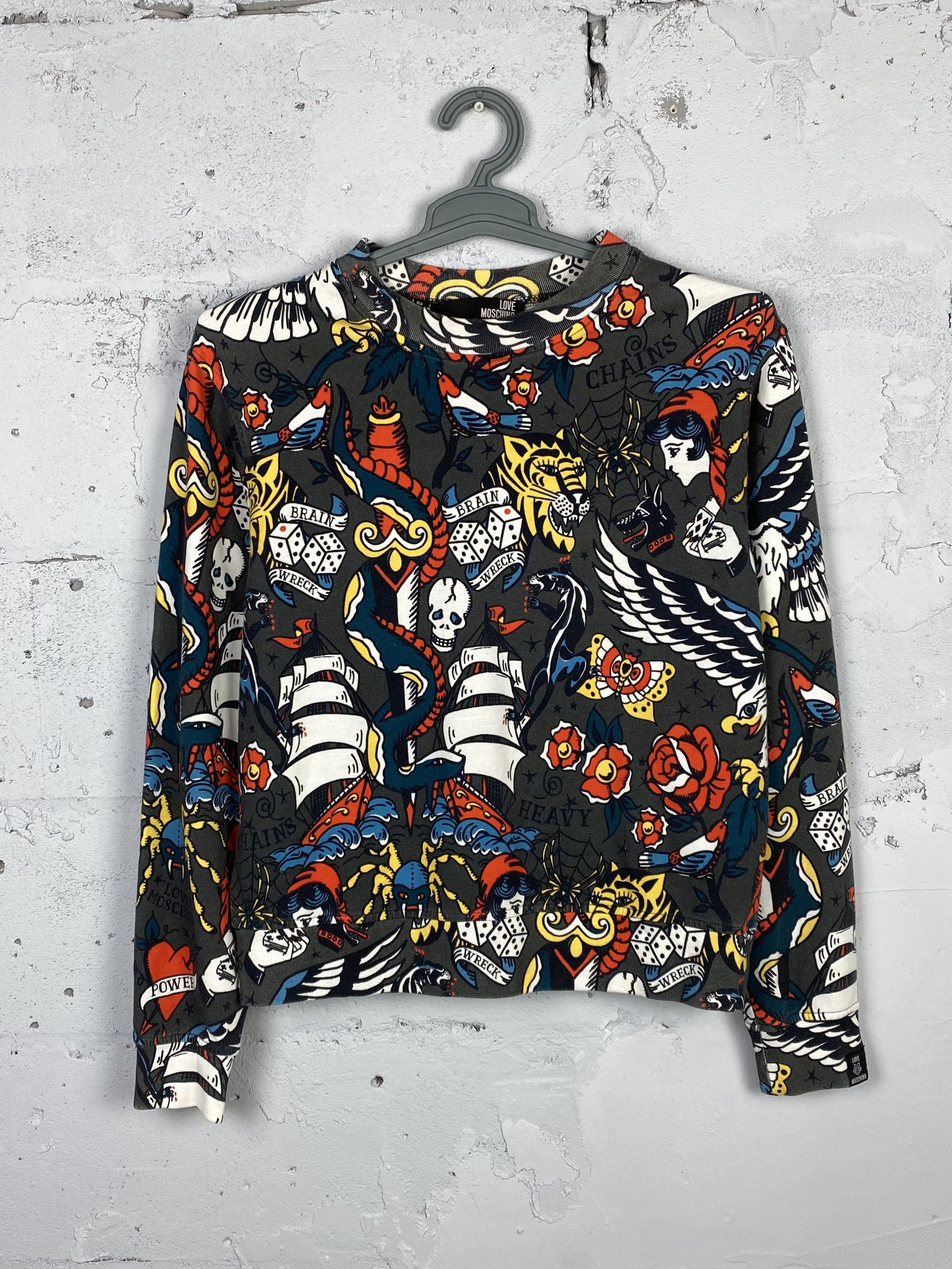 Moschino × Vintage Moschino Tattoo Crewneck Sweatshirt Size S / US 4 / IT 40 - 1 Thumbnail
