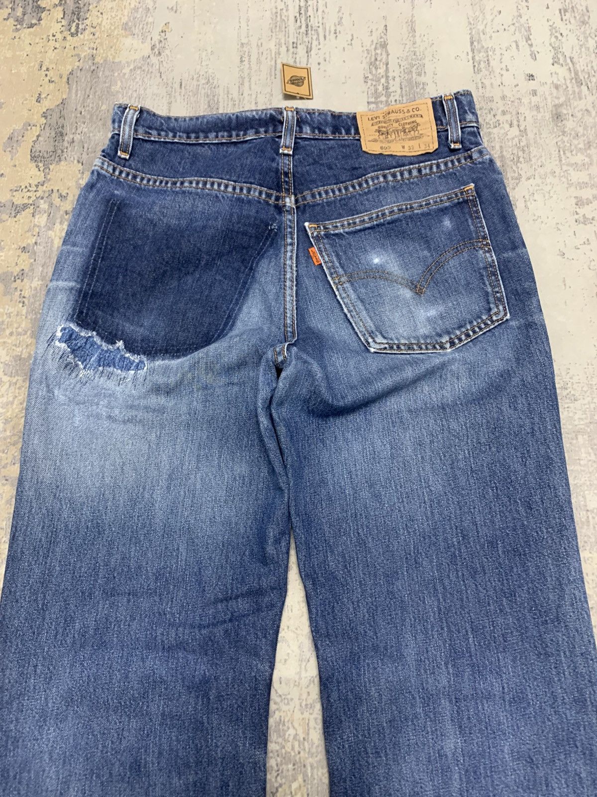 Levi's Vintage LEVIS 605 Orange Tab Distressed Jeans Ghost Pocket Size US 31 - 8 Thumbnail